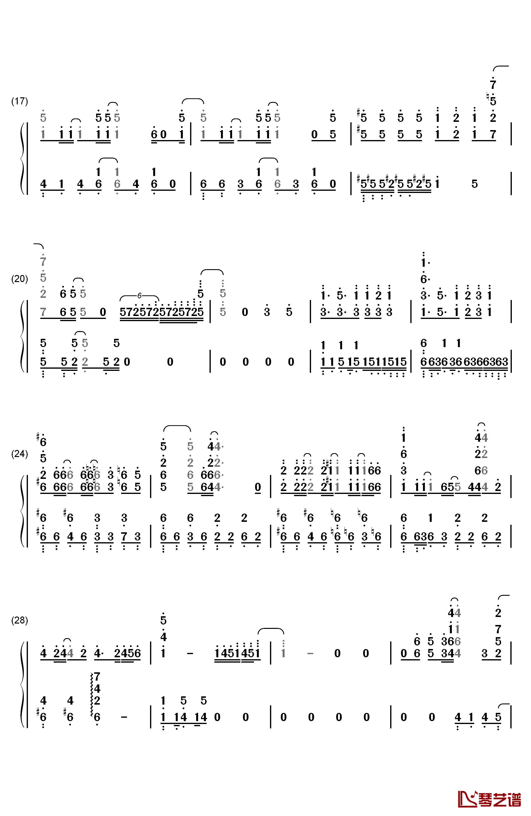 欠けた月钢琴简谱-数字双手-宫脇诗音2