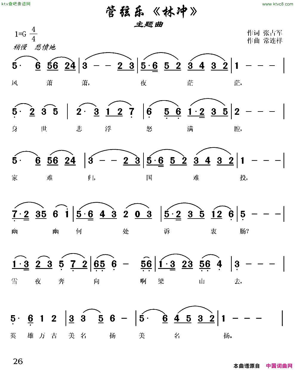 管弦乐《林冲》主题曲简谱1