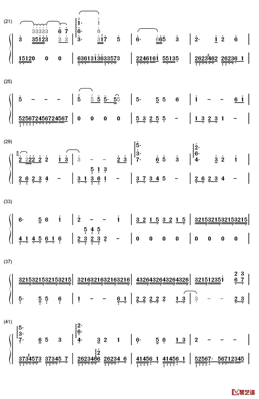 耶和华是爱钢琴简谱-数字双手-未知2