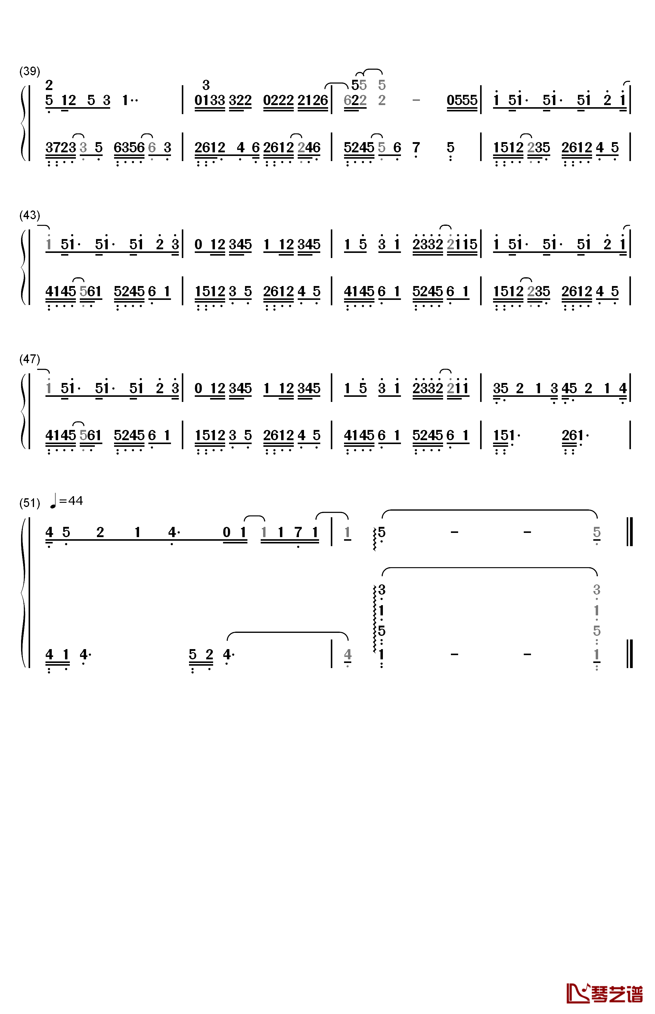 手语钢琴简谱-数字双手-周杰伦3