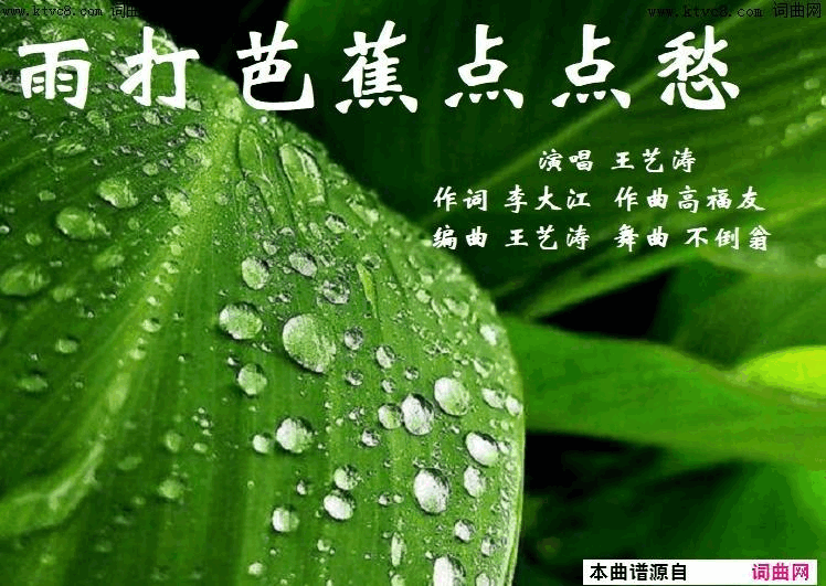 雨打芭蕉点点愁王艺涛唱、舞曲 三步踩不倒翁制作简谱-王艺涛演唱-李大江/高福友词曲1