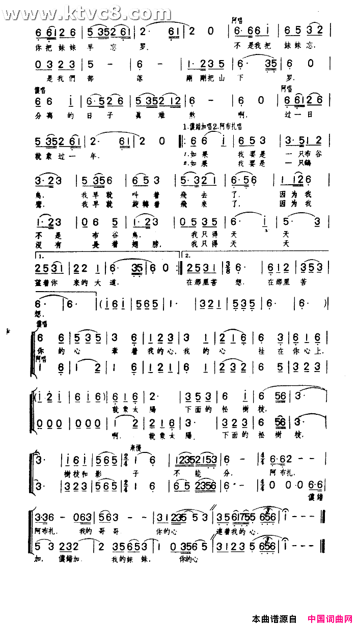 姑娘里谁也比不上儂错加《草原之歌》选曲之三简谱-林金元演唱1