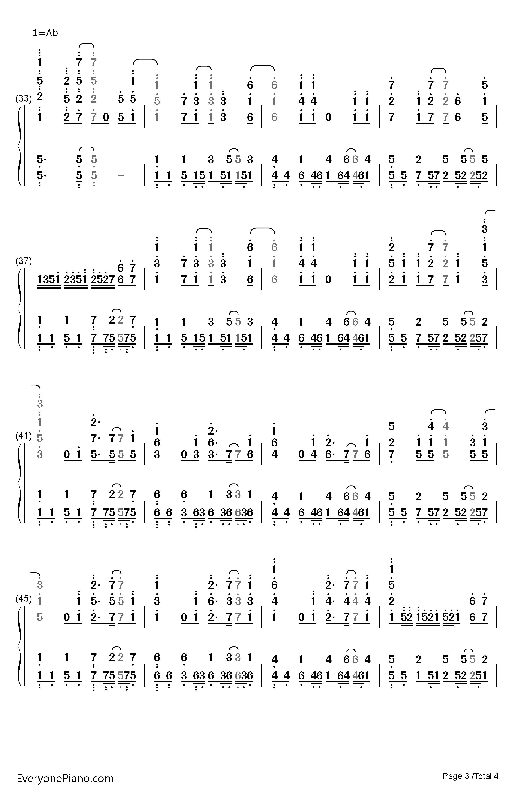 17才钢琴简谱-数字双手-ハルカトミユキ3