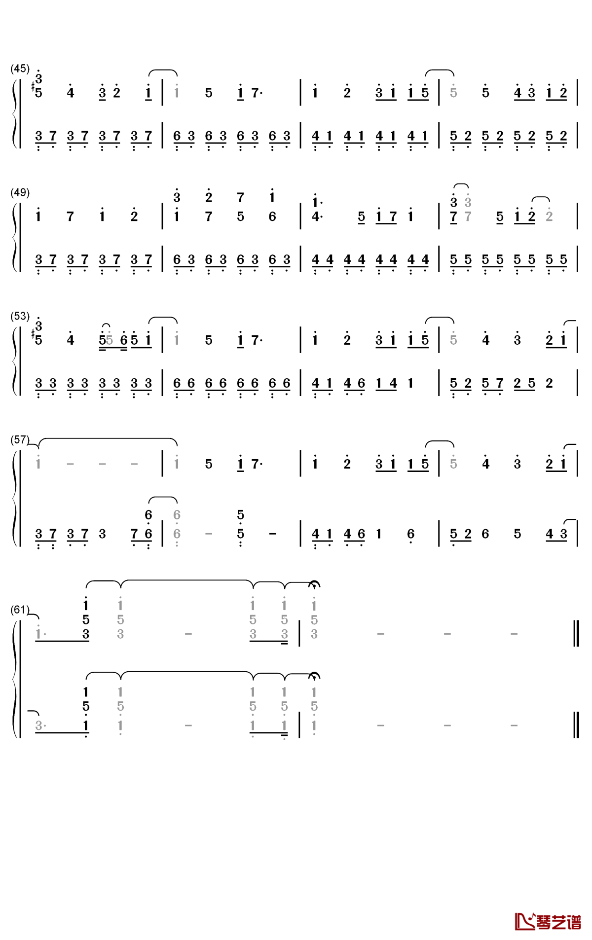 举头三尺天气晴钢琴简谱-数字双手-パロト3