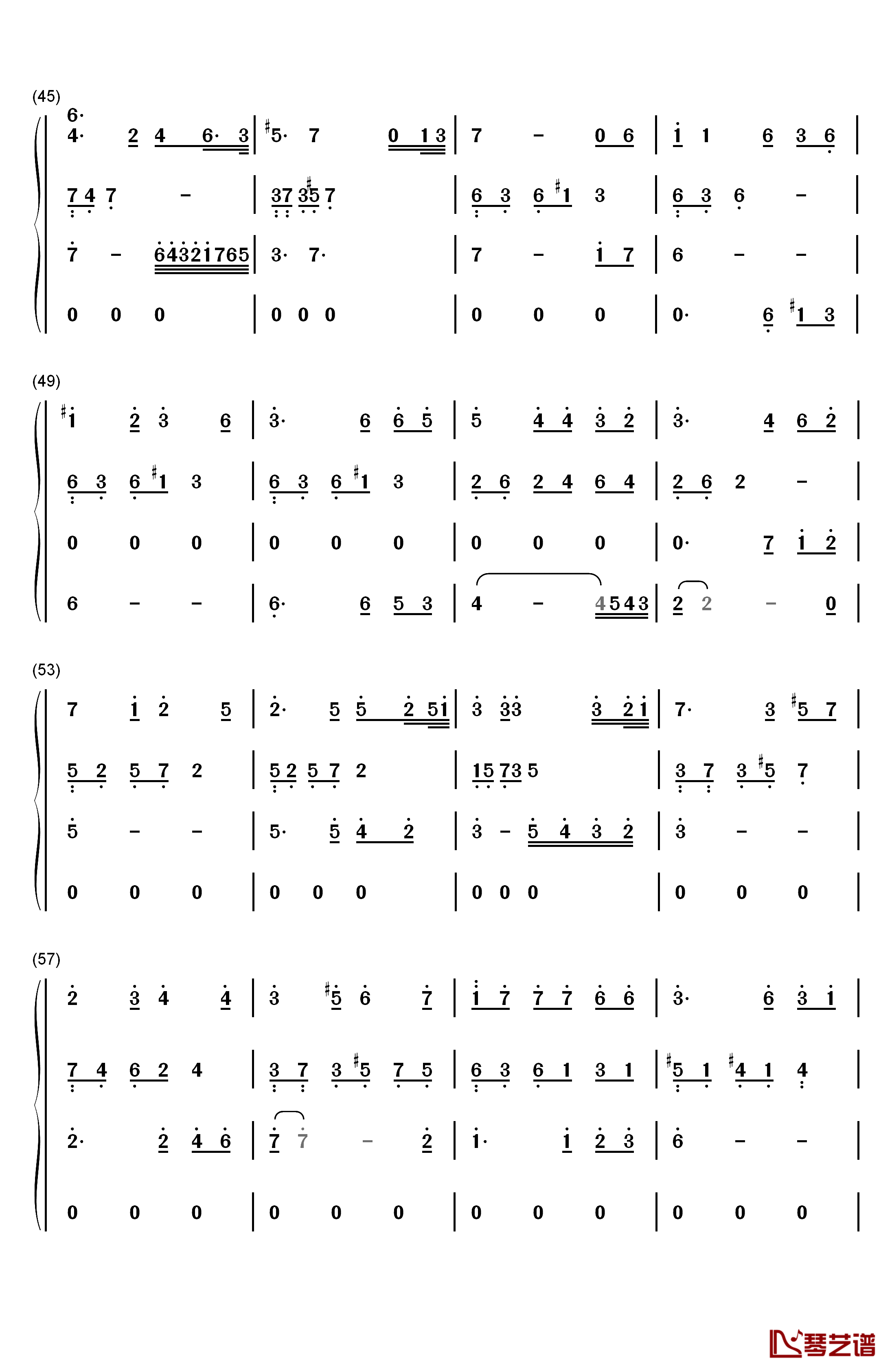 隐没的天使钢琴简谱-数字双手-石进4