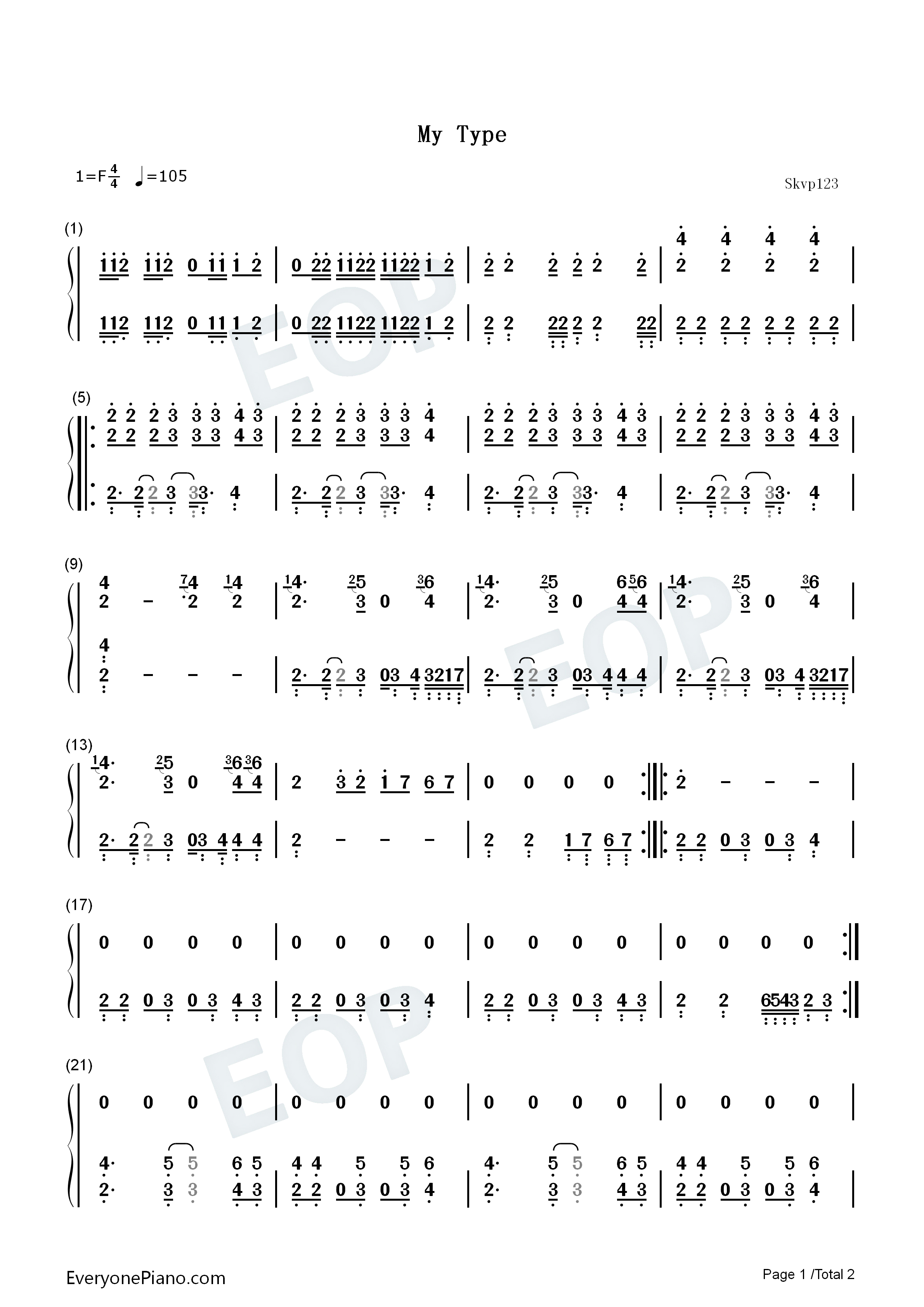 My Type钢琴简谱-Saweetie演唱1