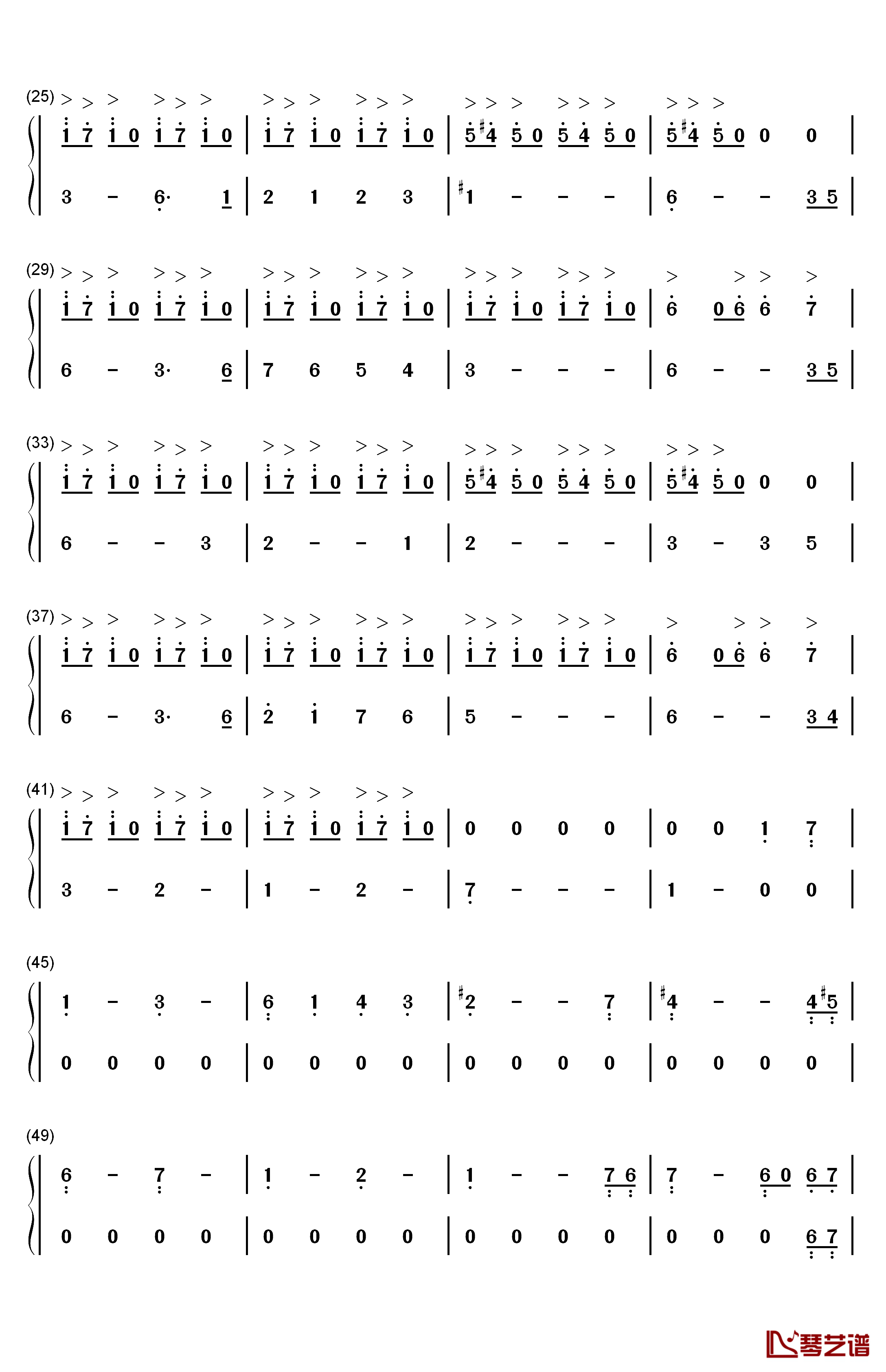 阿法利亚BGM钢琴简谱-数字双手-阿法利亚2