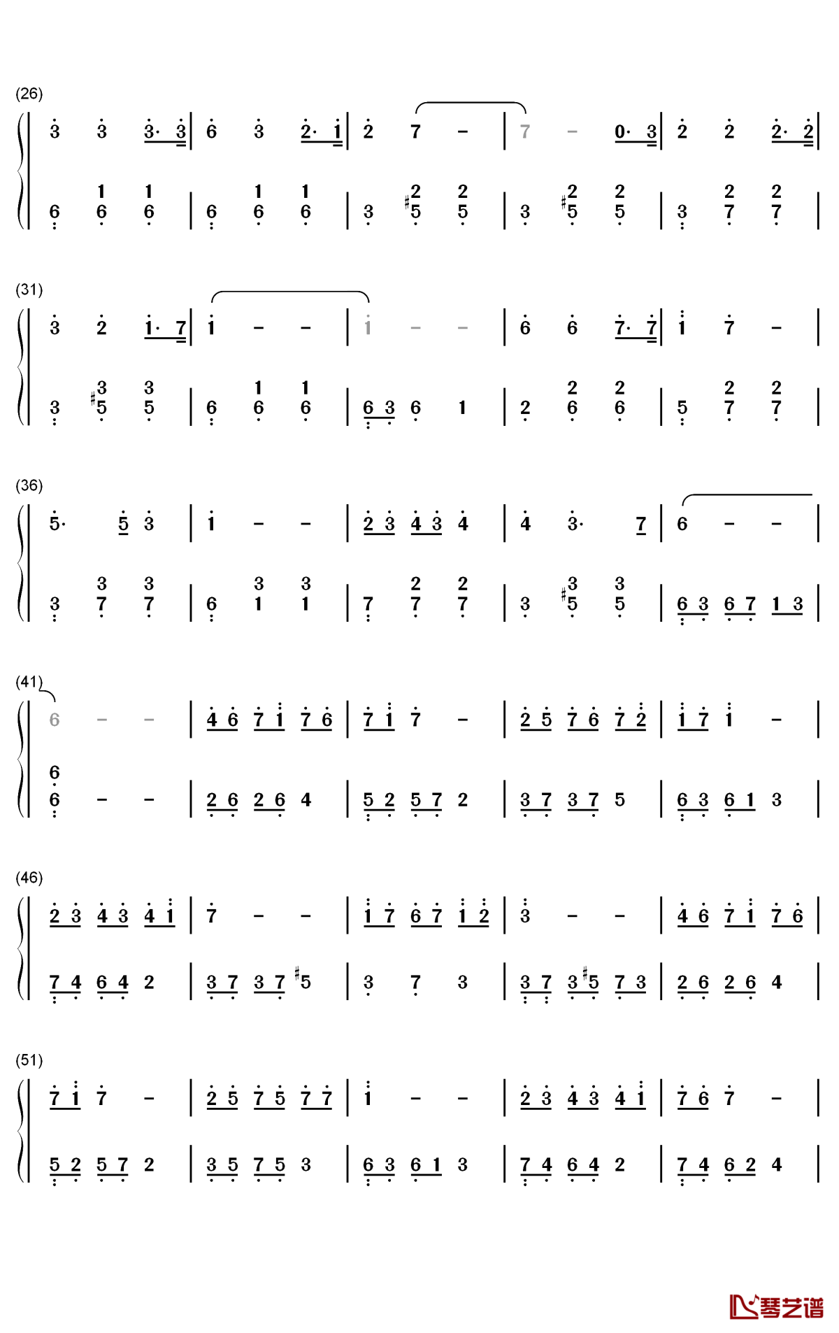 迷惑钢琴简谱-数字双手-叶炫清2