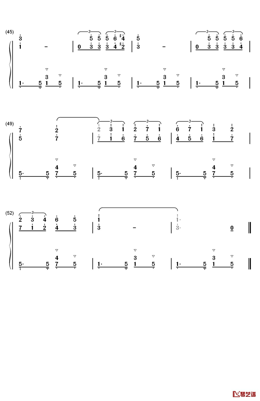 鸽子钢琴简谱-数字双手-伊拉蒂尔4