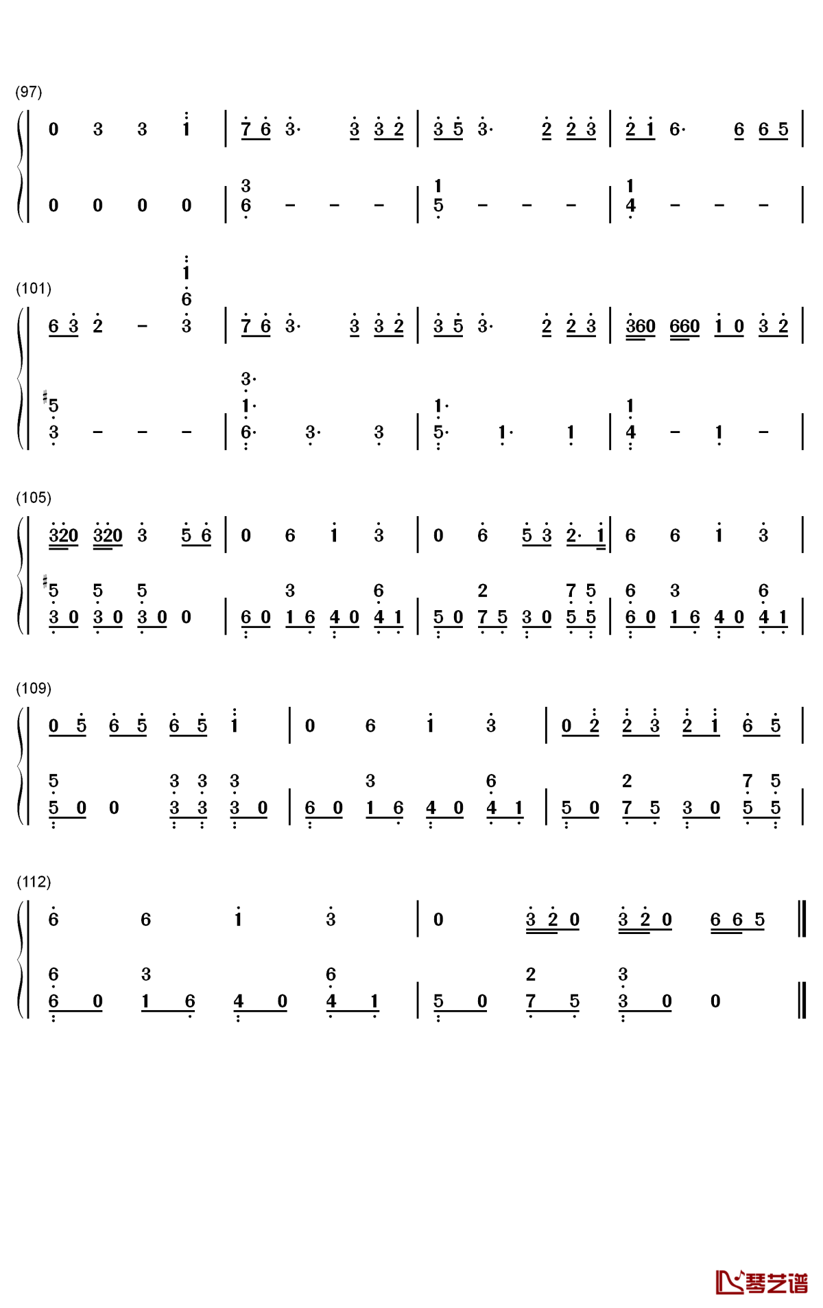 Maria钢琴简谱-数字双手-华莎 화사5