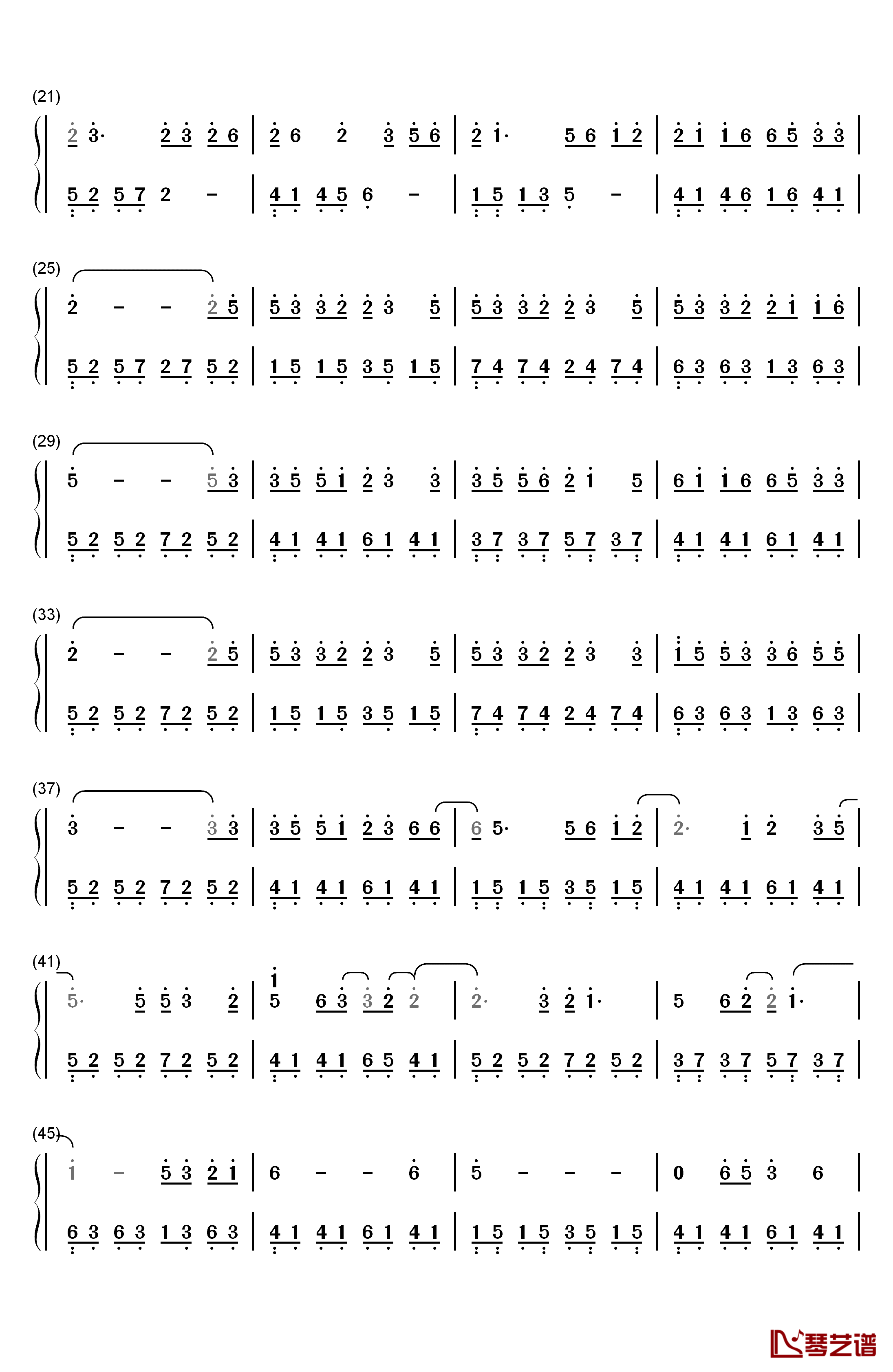 画中仙钢琴简谱-数字双手-金莎2