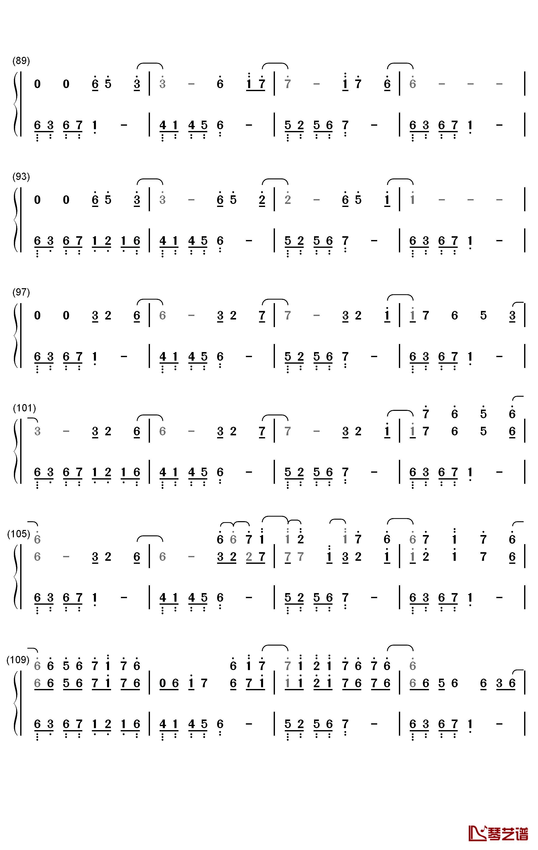 Asphyxia钢琴简谱-数字双手-逆时针向6