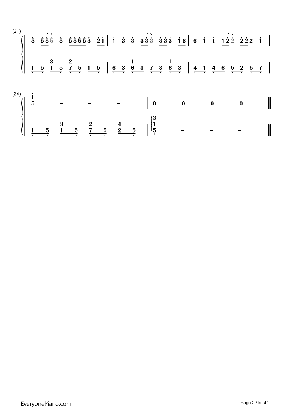 稻香钢琴简谱-数字双手-周杰伦2