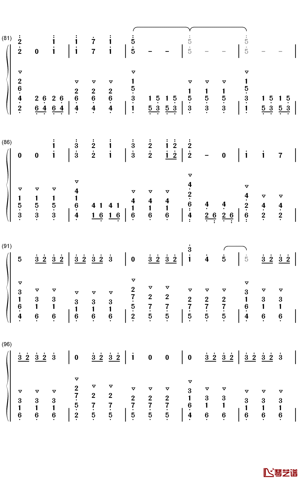 粉色闪电钢琴简谱-数字双手-R1SE5