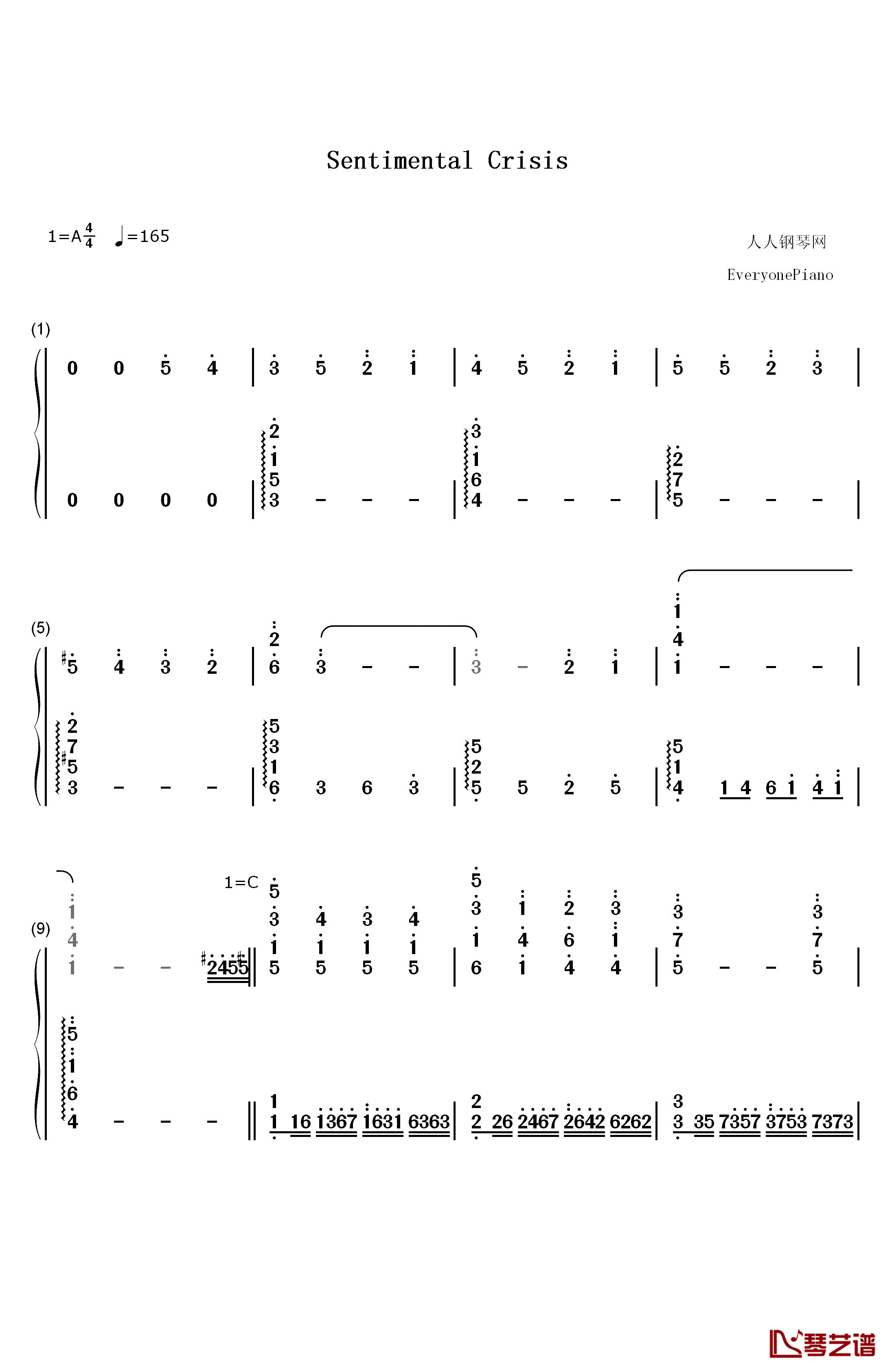 センチメンタルクライシス钢琴简谱-数字双手-Halca1