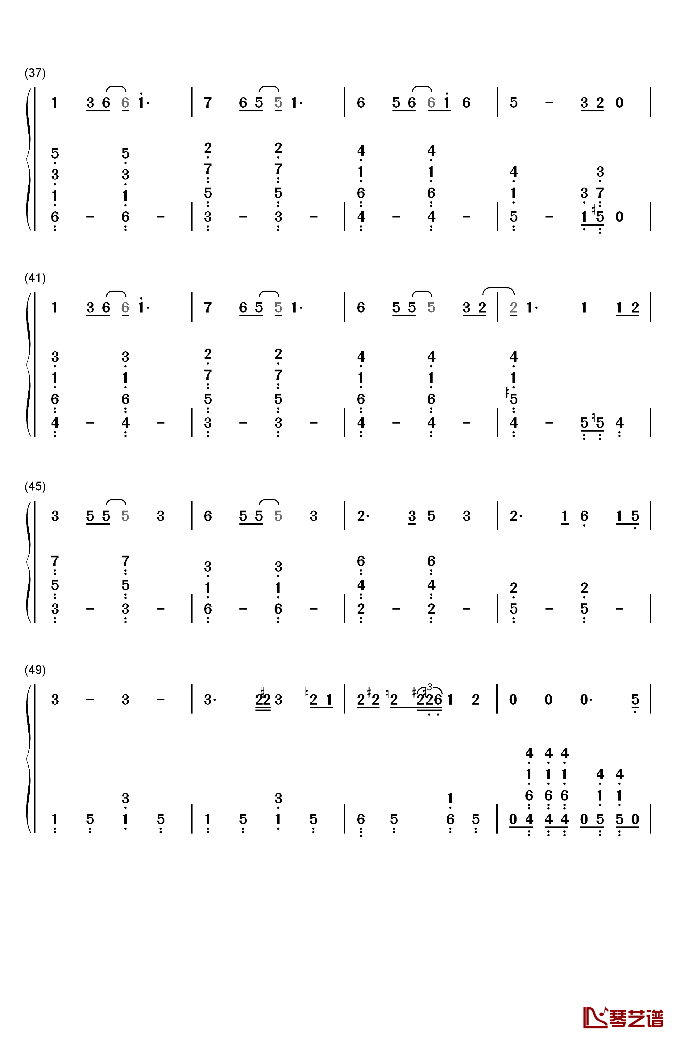 心跳 钢琴简谱-数字双手-王力宏3