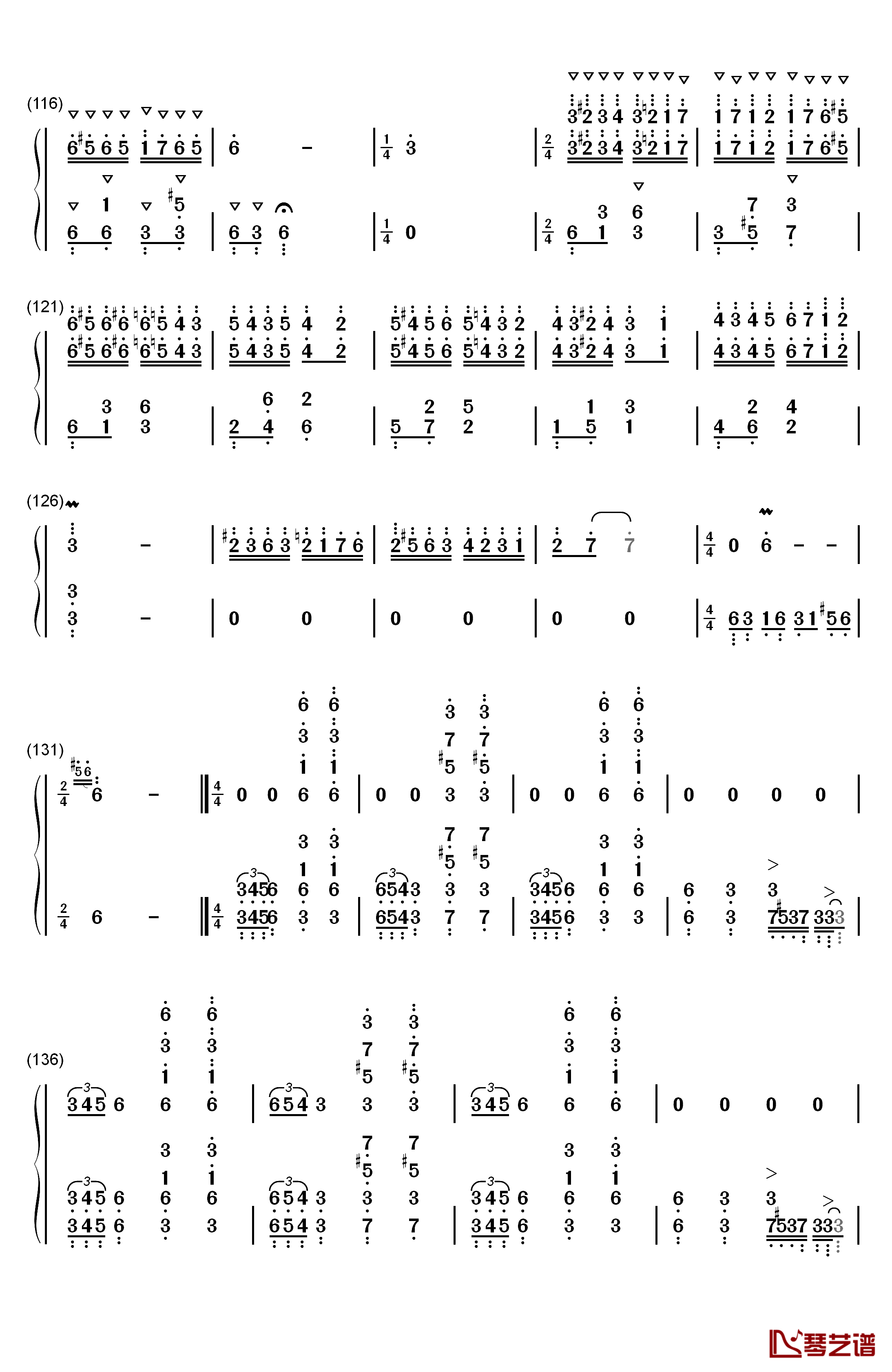 帕格尼尼飞絮曲钢琴简谱-数字双手-马克西姆5