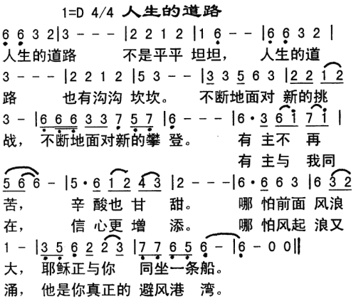 人生的道路---可听简谱1