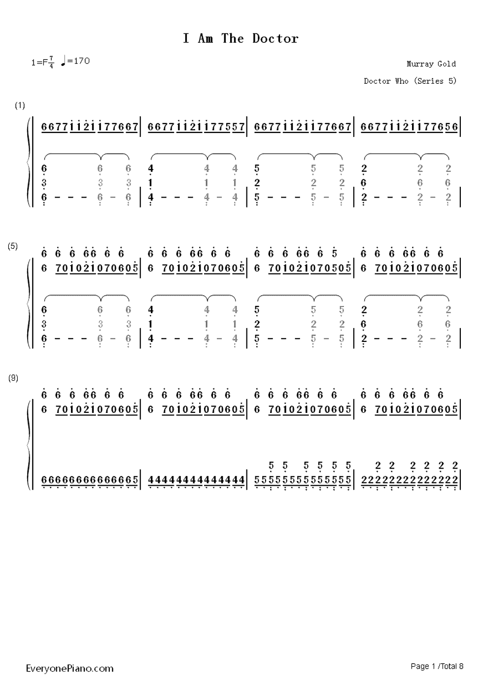 I Am The Doctor钢琴简谱-Murray Gold演唱1