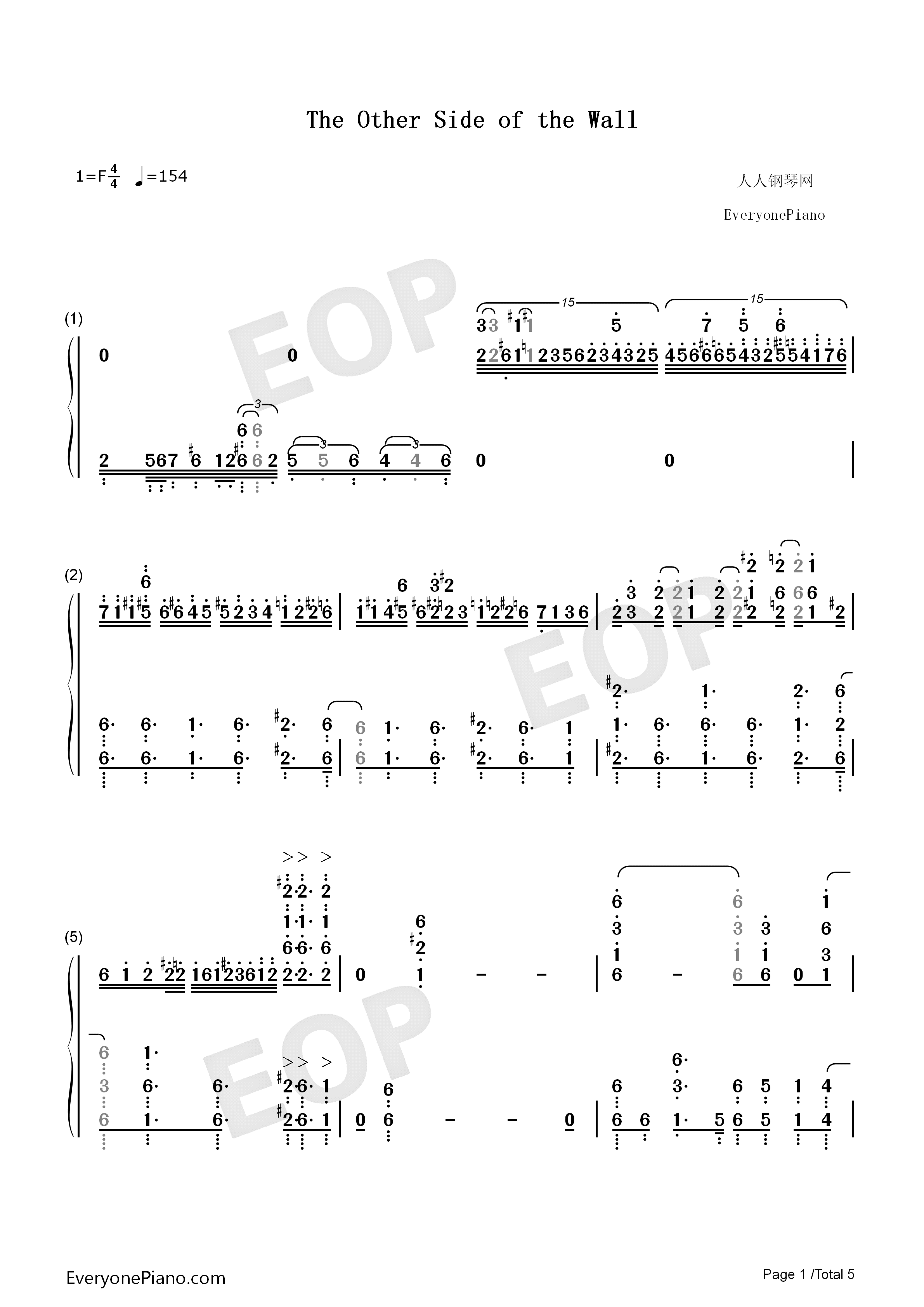 The Other Side Of The Wall钢琴简谱-Void_Chords  MARU演唱1