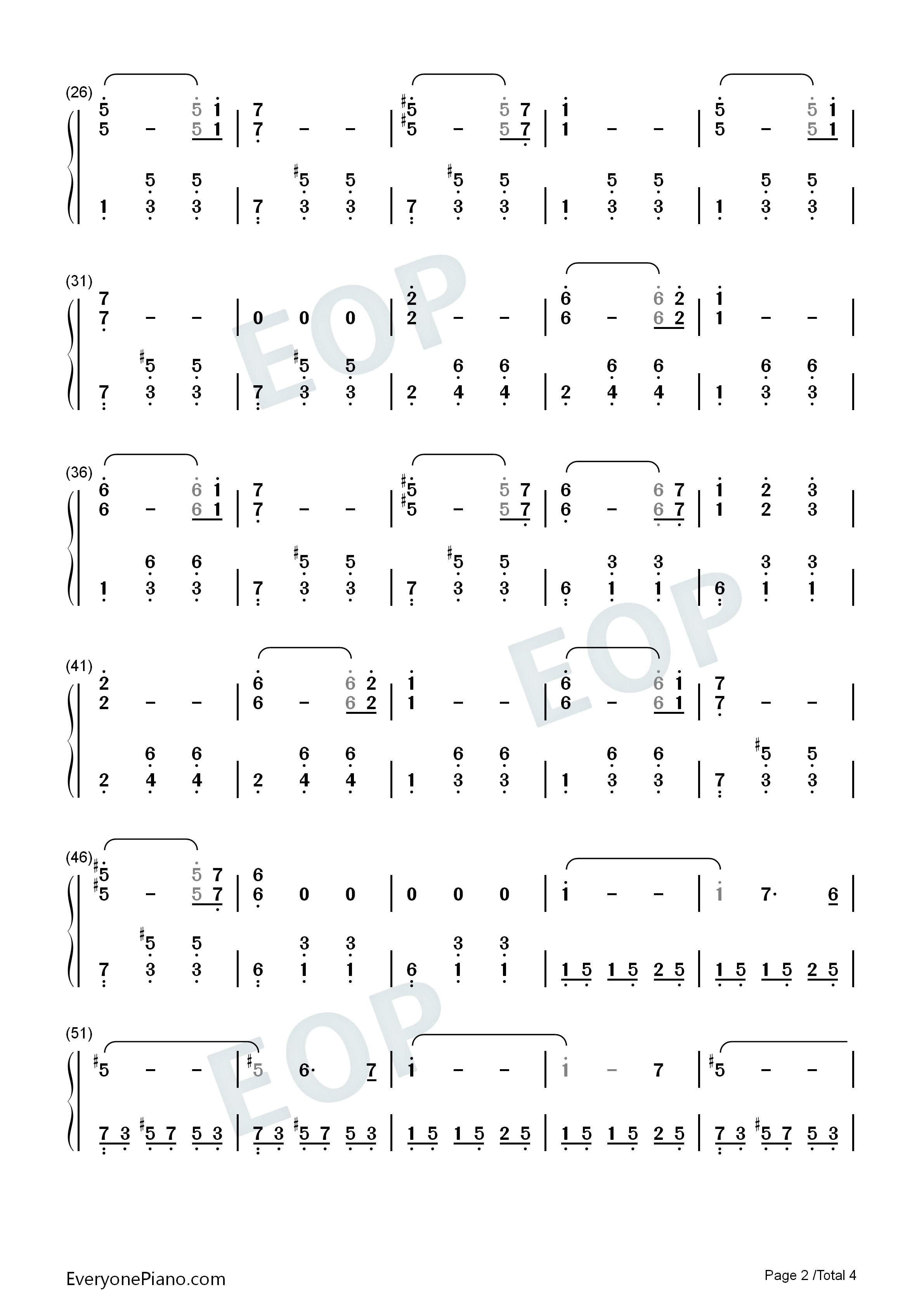 La Dispute-天使爱美丽OST双手简谱预览2