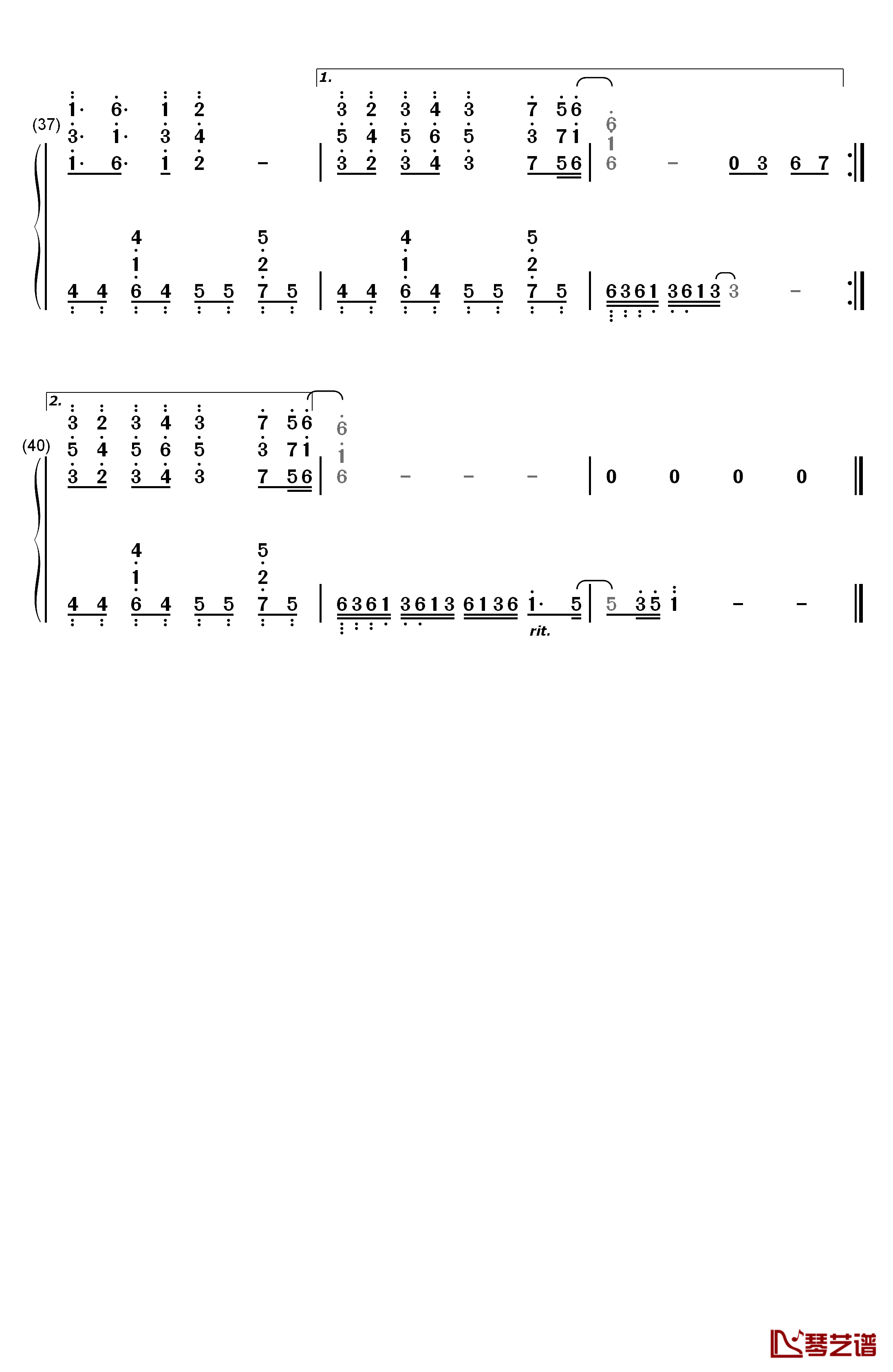 爱恨的泪钢琴简谱-数字双手-SNH484