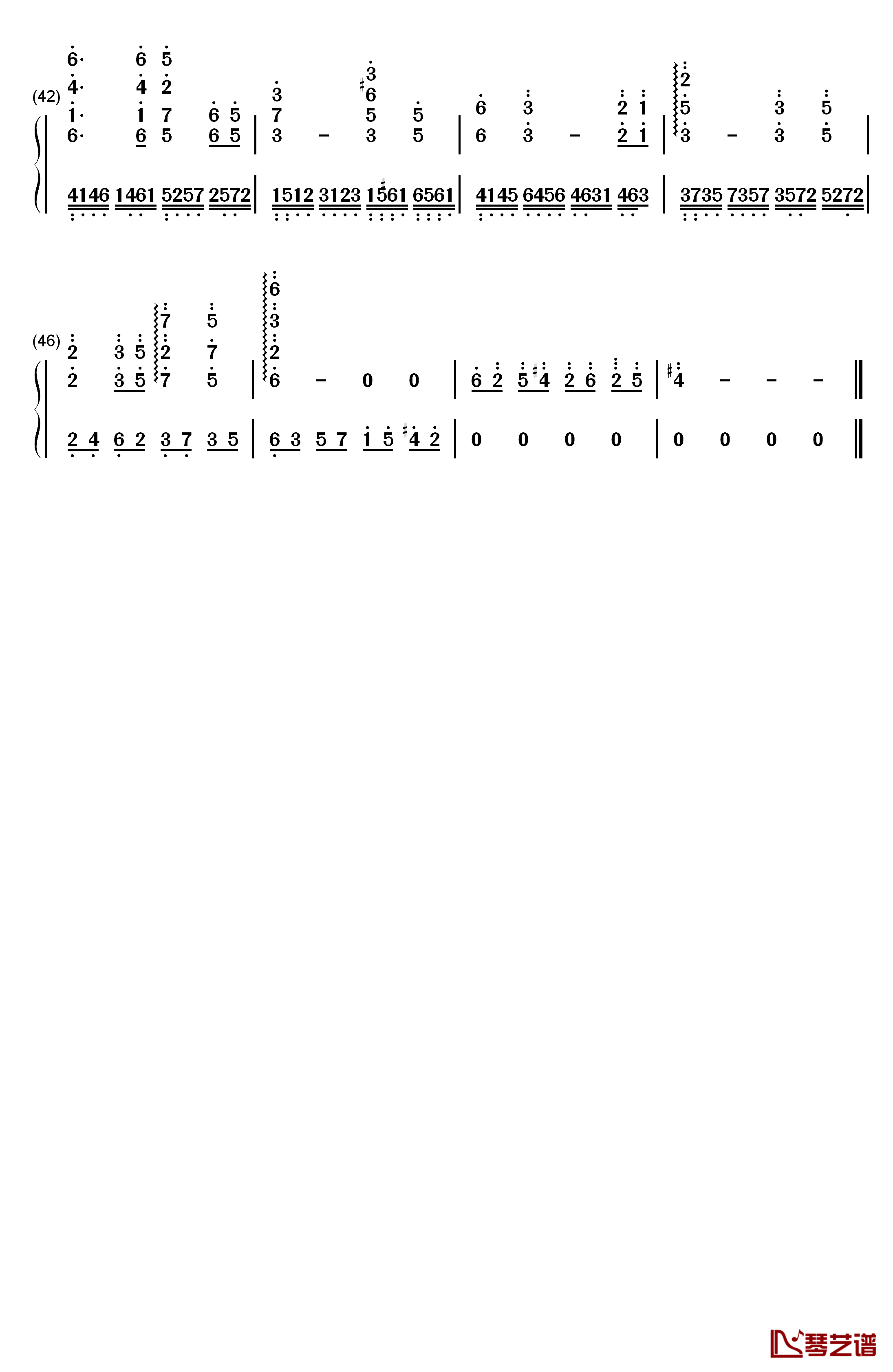 唐门唐家堡钢琴简谱-数字双手-西山居3