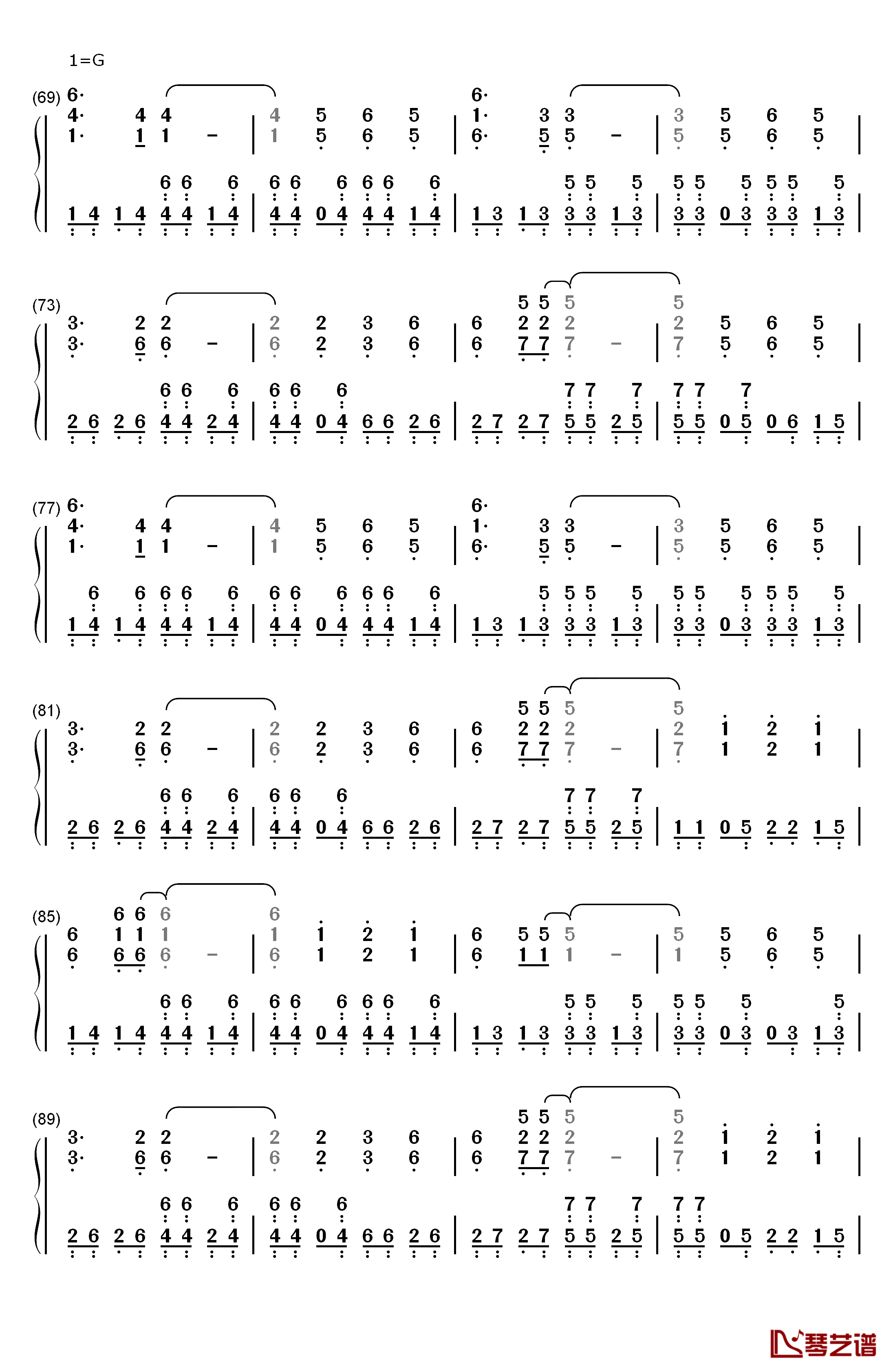 爱之初体验钢琴简谱-数字双手-张震岳4