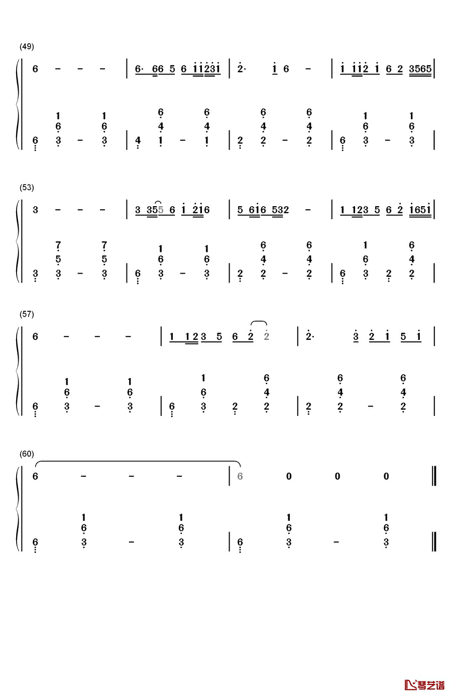 天路钢琴简谱-数字双手-韩红4