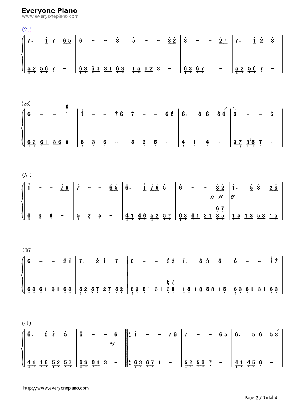 迷梦之恋钢琴简谱-数字双手-小兴2