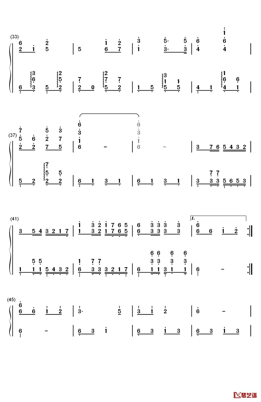 让我们荡起双浆钢琴简谱-数字双手-刘炽3
