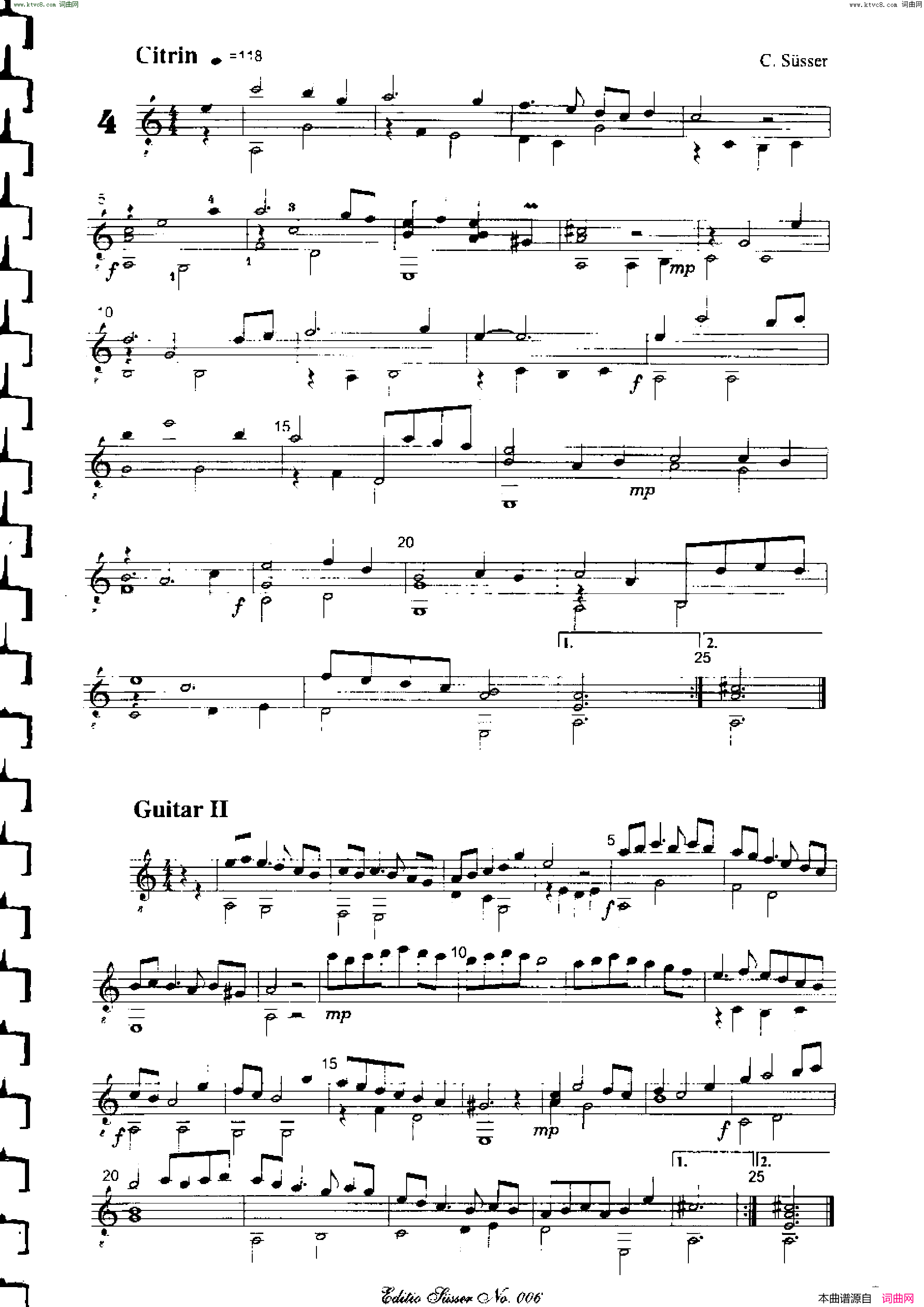 Classical guitar－Susser Ctibor_No 6, Fantazie ze sveta mineralu简谱1