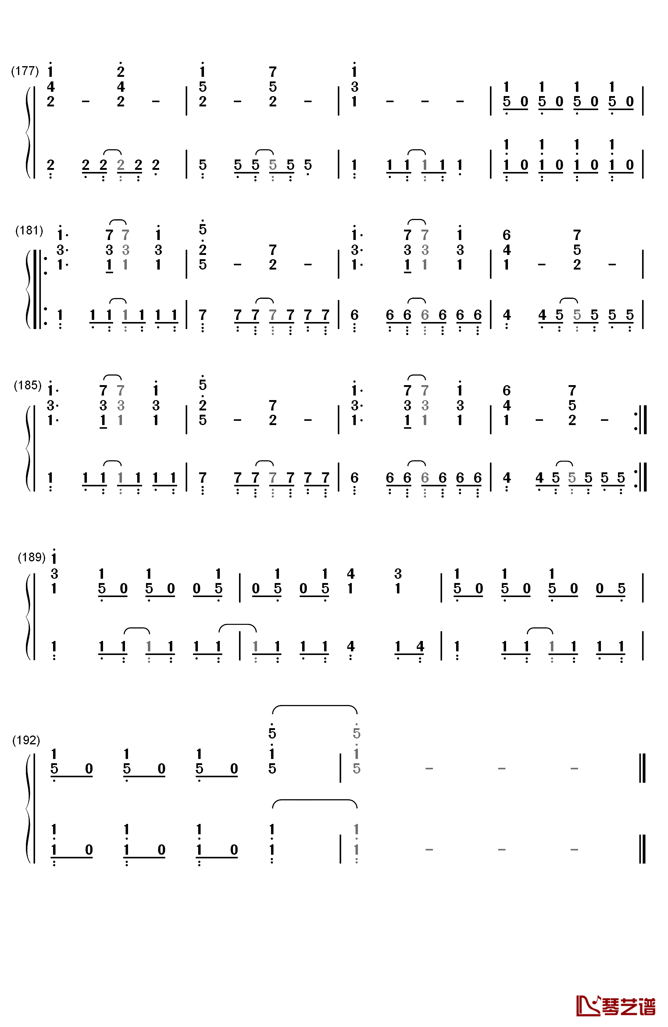 U&I钢琴简谱-数字双手-平泽唯9