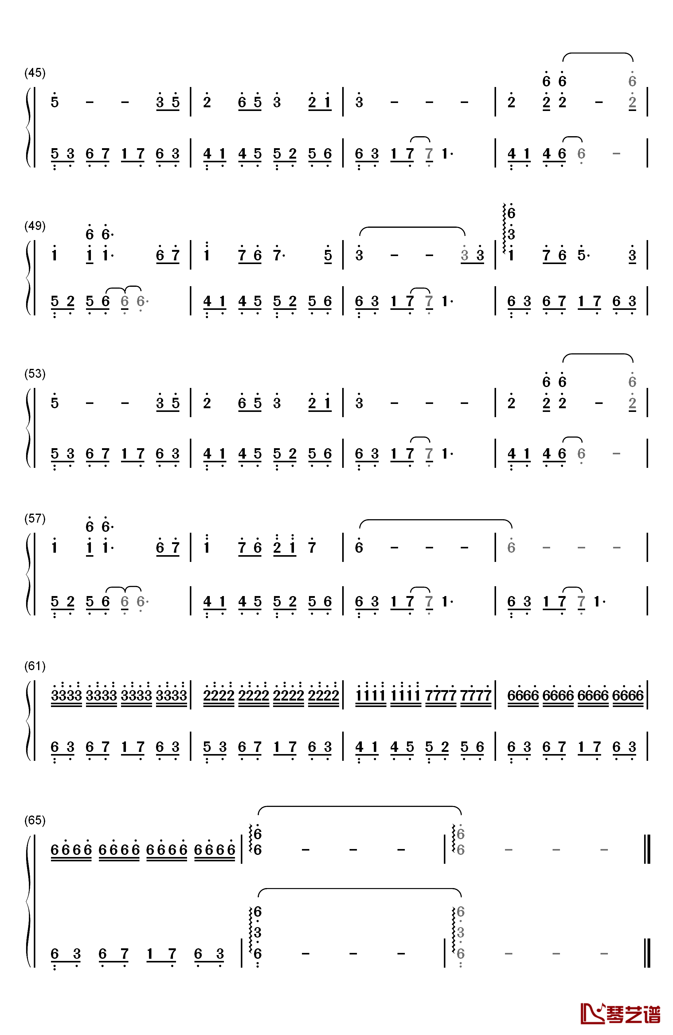 蝶恋钢琴简谱-数字双手-林坤信3