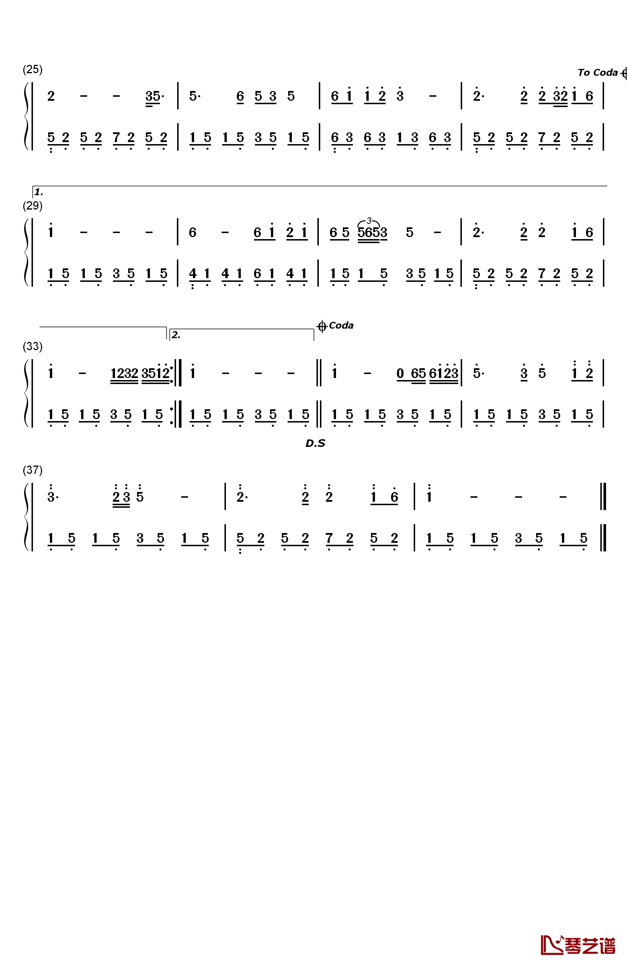 北国之春钢琴简谱-数字双手-蒋大为2