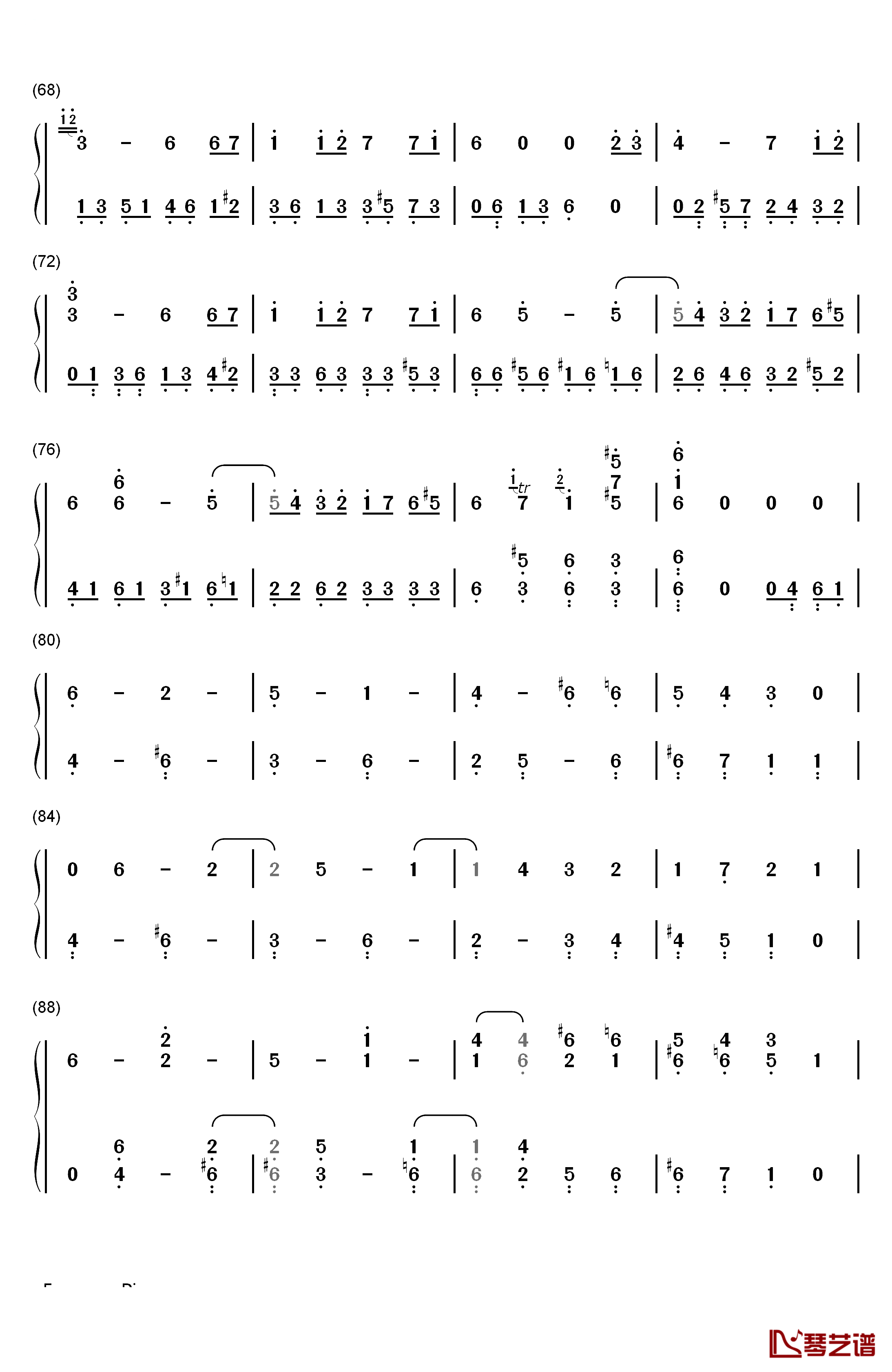 悲怆钢琴简谱-数字双手-贝多芬4