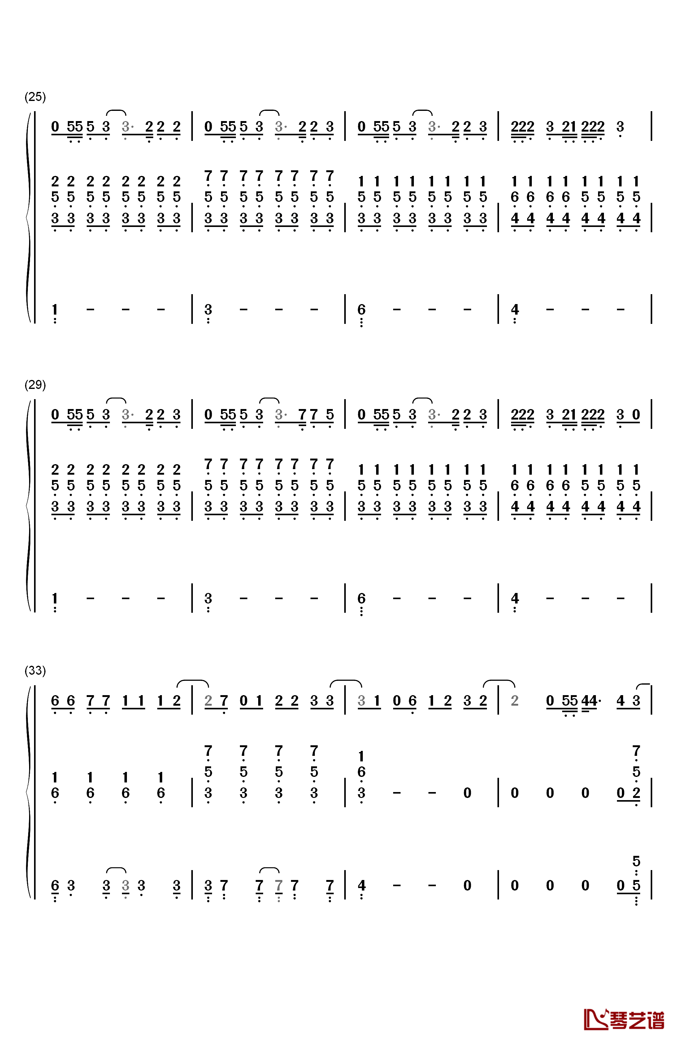 倒数钢琴简谱-数字双手-邓紫棋3