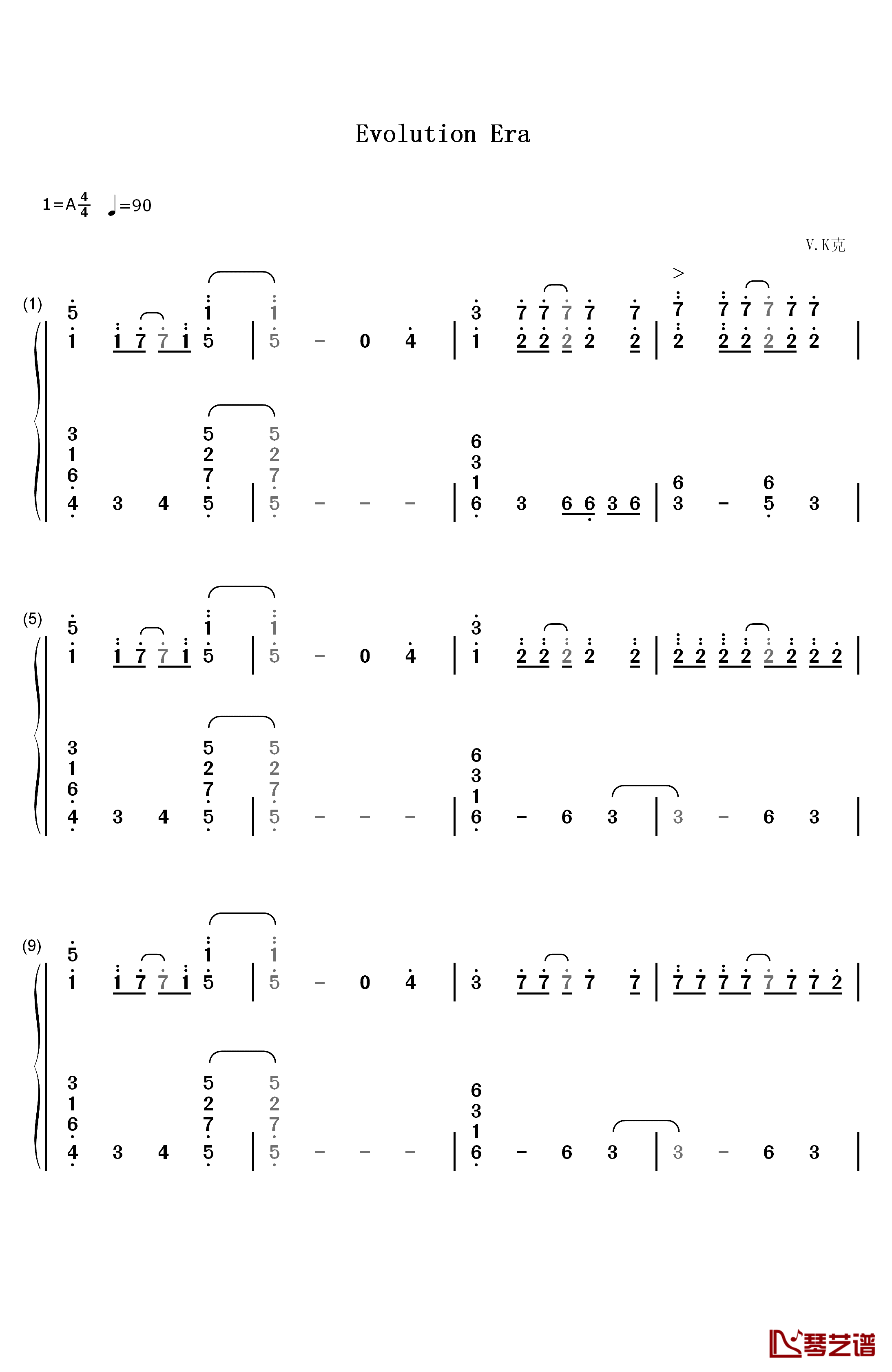 Evolution Era钢琴简谱-数字双手-V.K克1