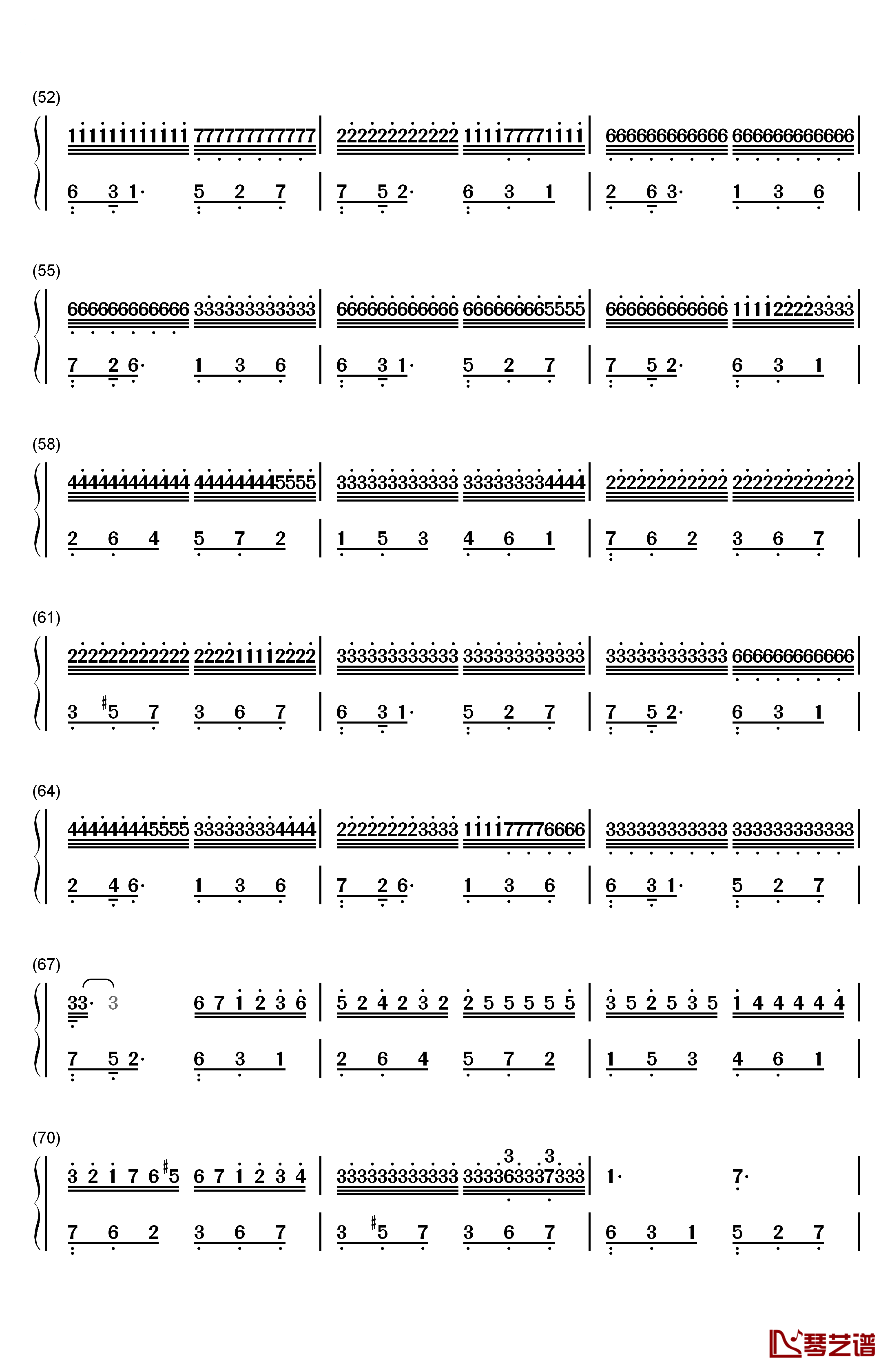 声声思钢琴简谱-数字双手-林海3