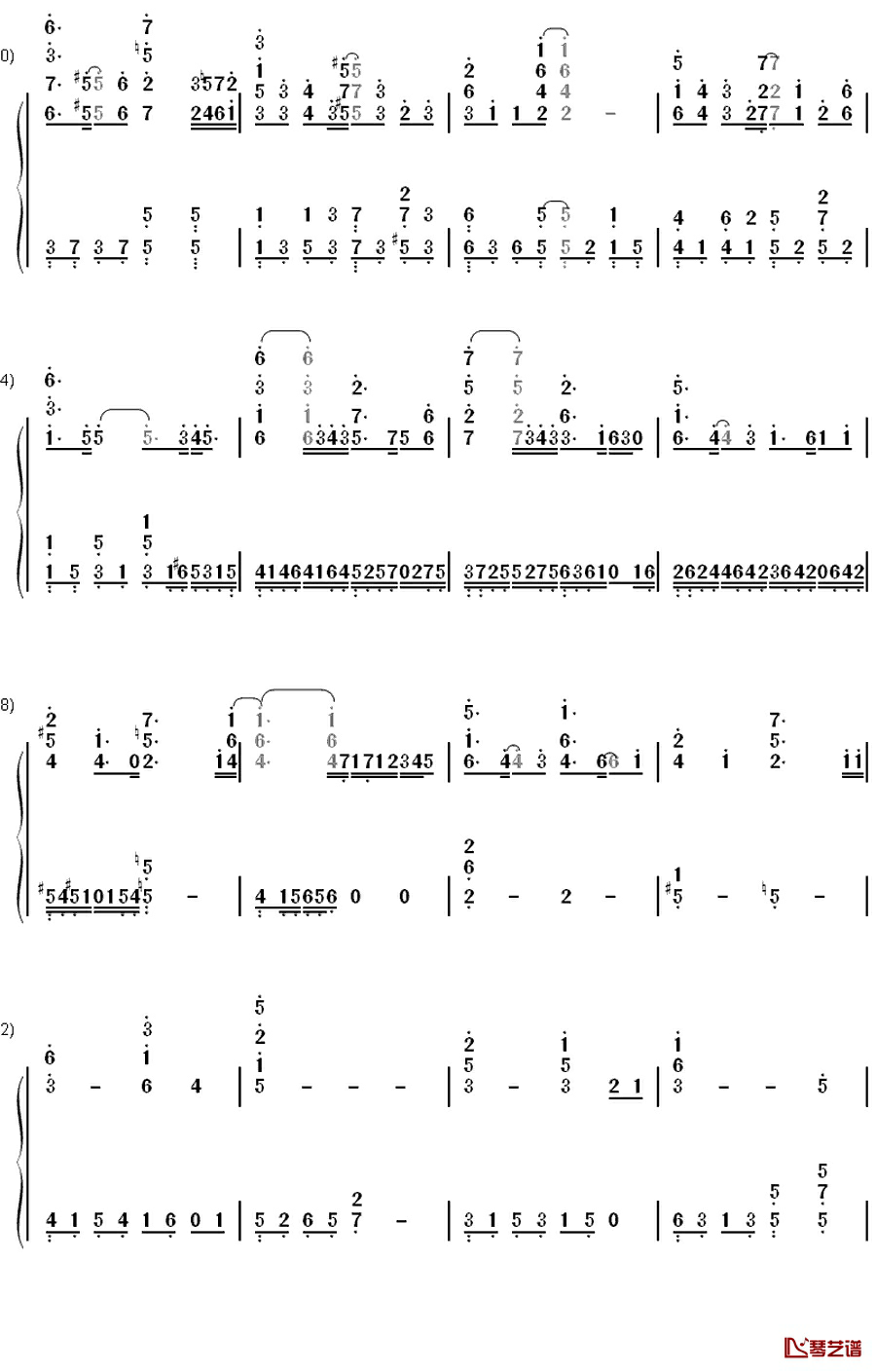 恋文钢琴简谱-数字双手-やなぎなぎ5