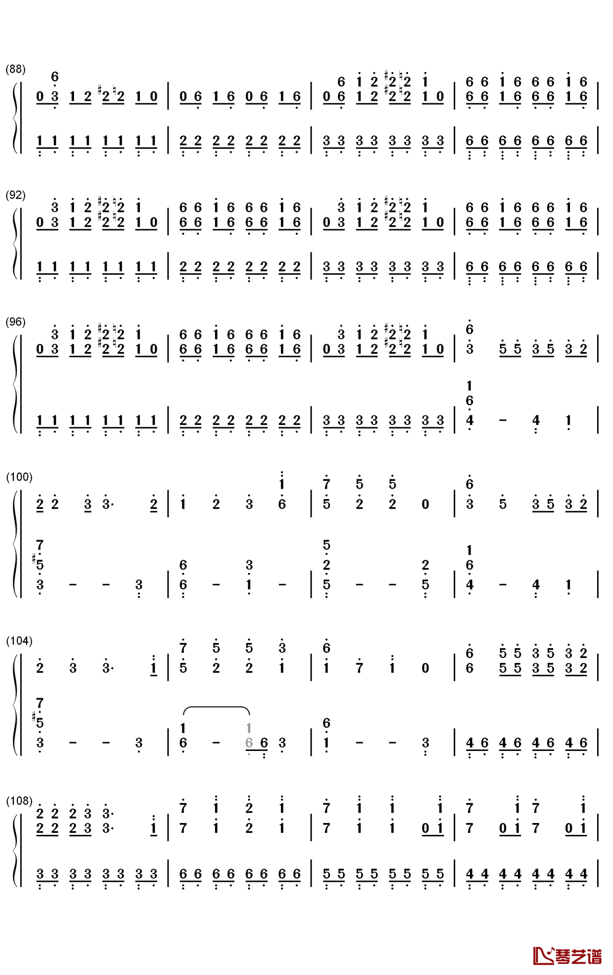 ダダダダ天使钢琴简谱-数字双手-ナナヲアカリ5