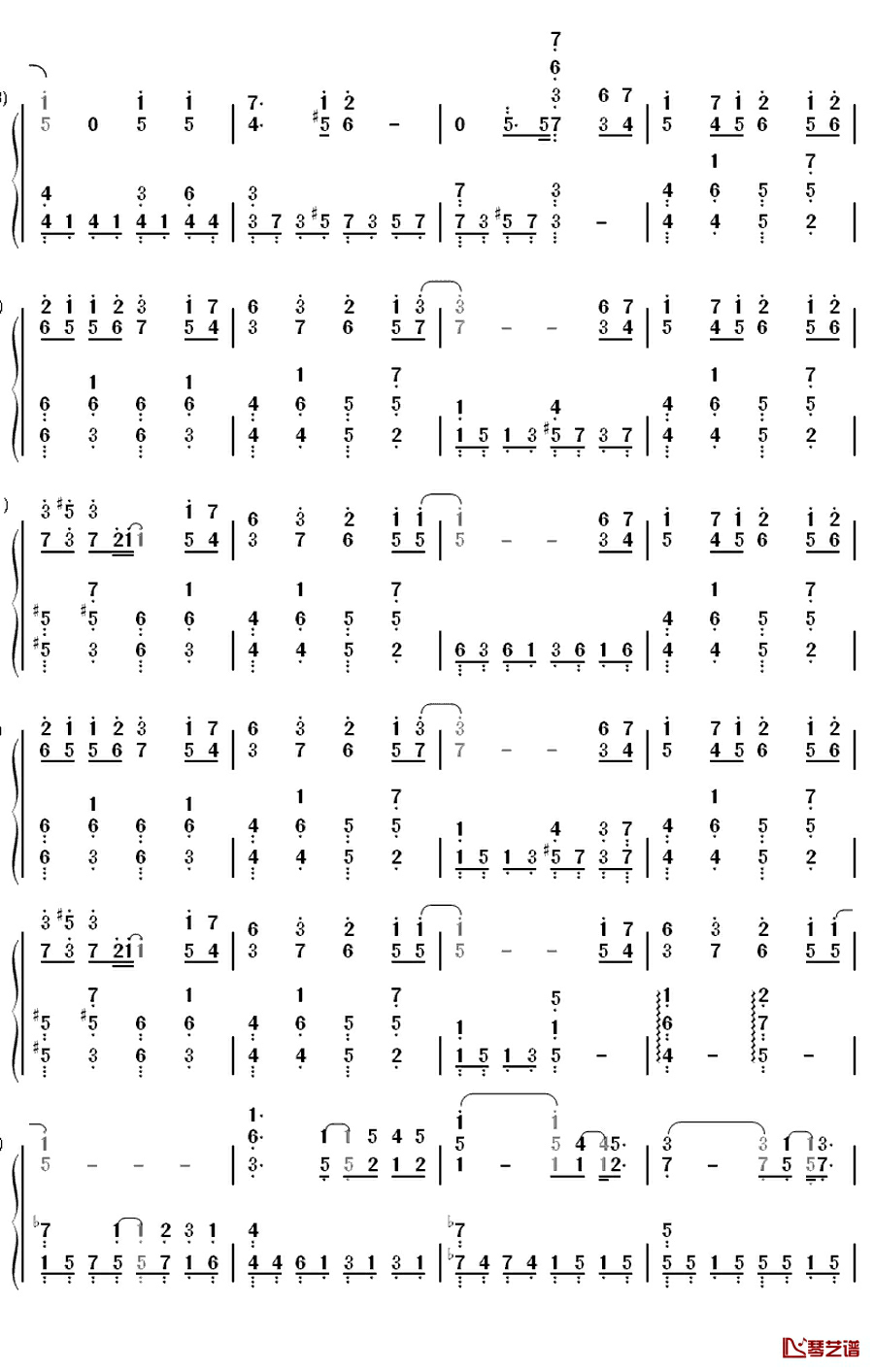 ハルウタ钢琴简谱-数字双手-生物股长5