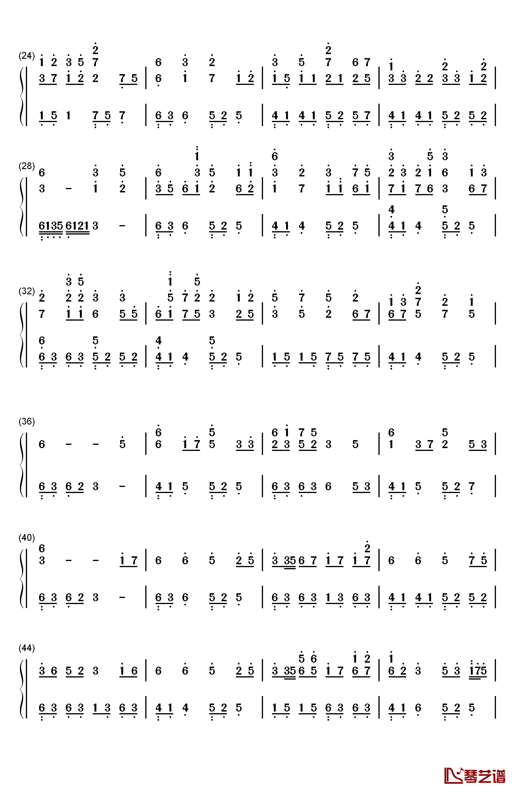 忆红莲钢琴简谱-数字双手-洛天依2