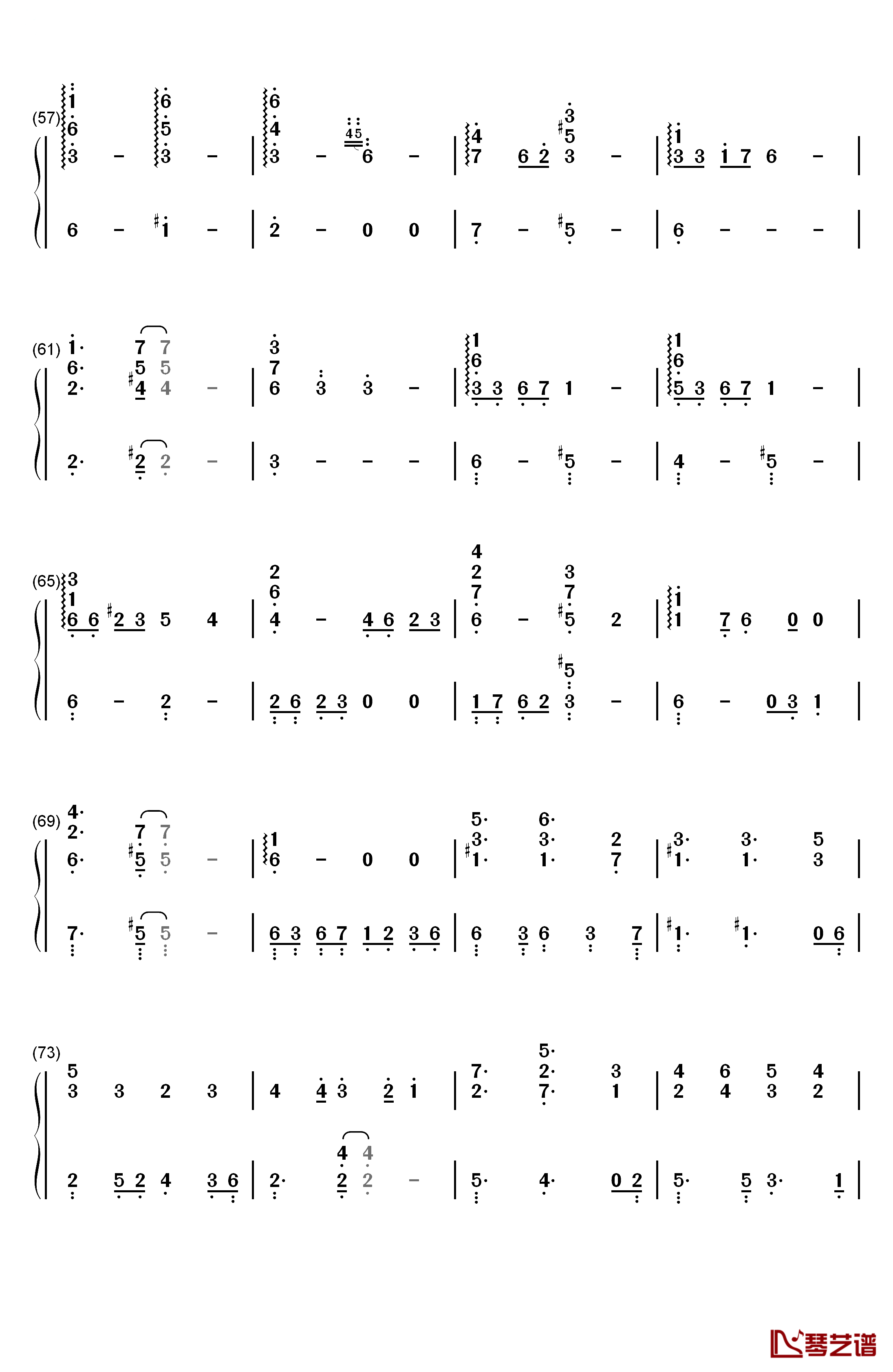 春の風钢琴简谱-数字双手-手嶌葵4