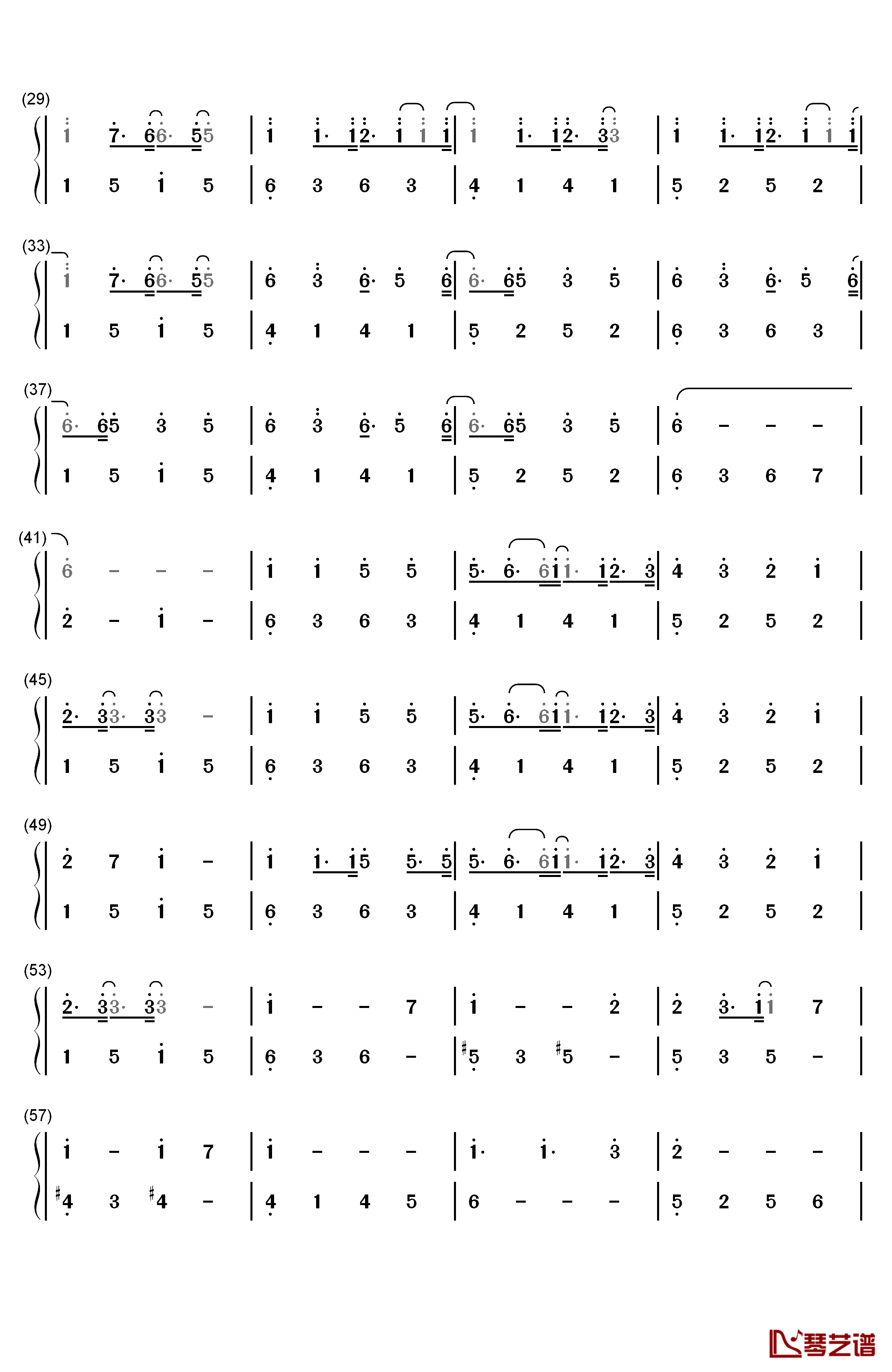 吉原哀歌钢琴简谱-数字双手-亚沙2