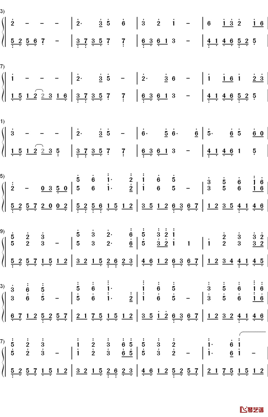 心愿（仙剑5）钢琴简谱-数字双手-陈依婷3