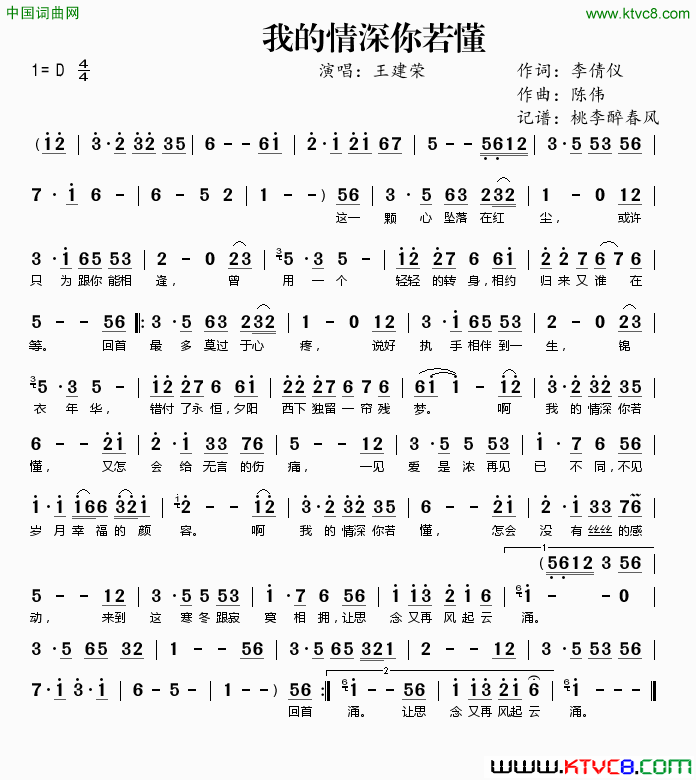 我的情深你若懂简谱1