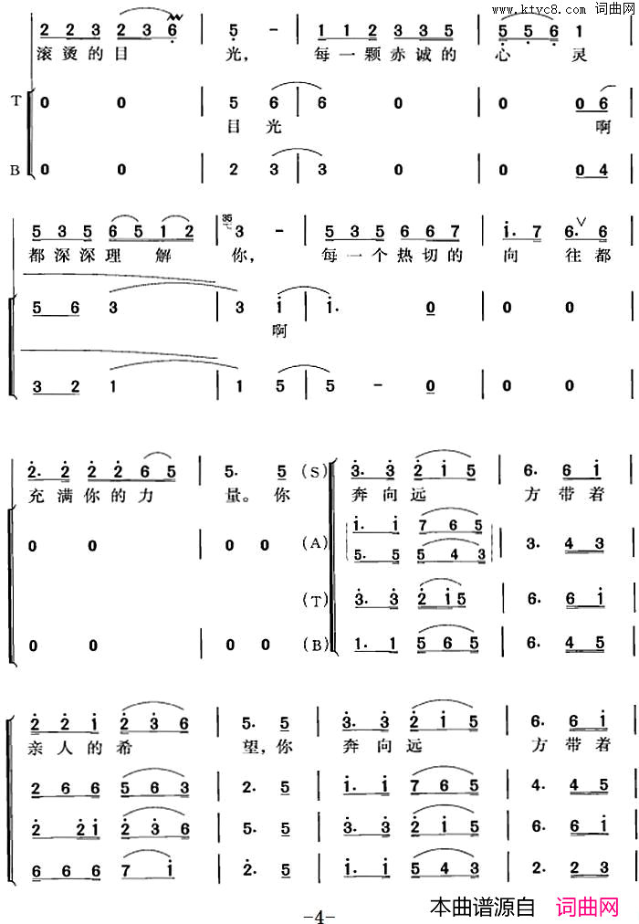 热血颂冯晓阳编合唱简谱1