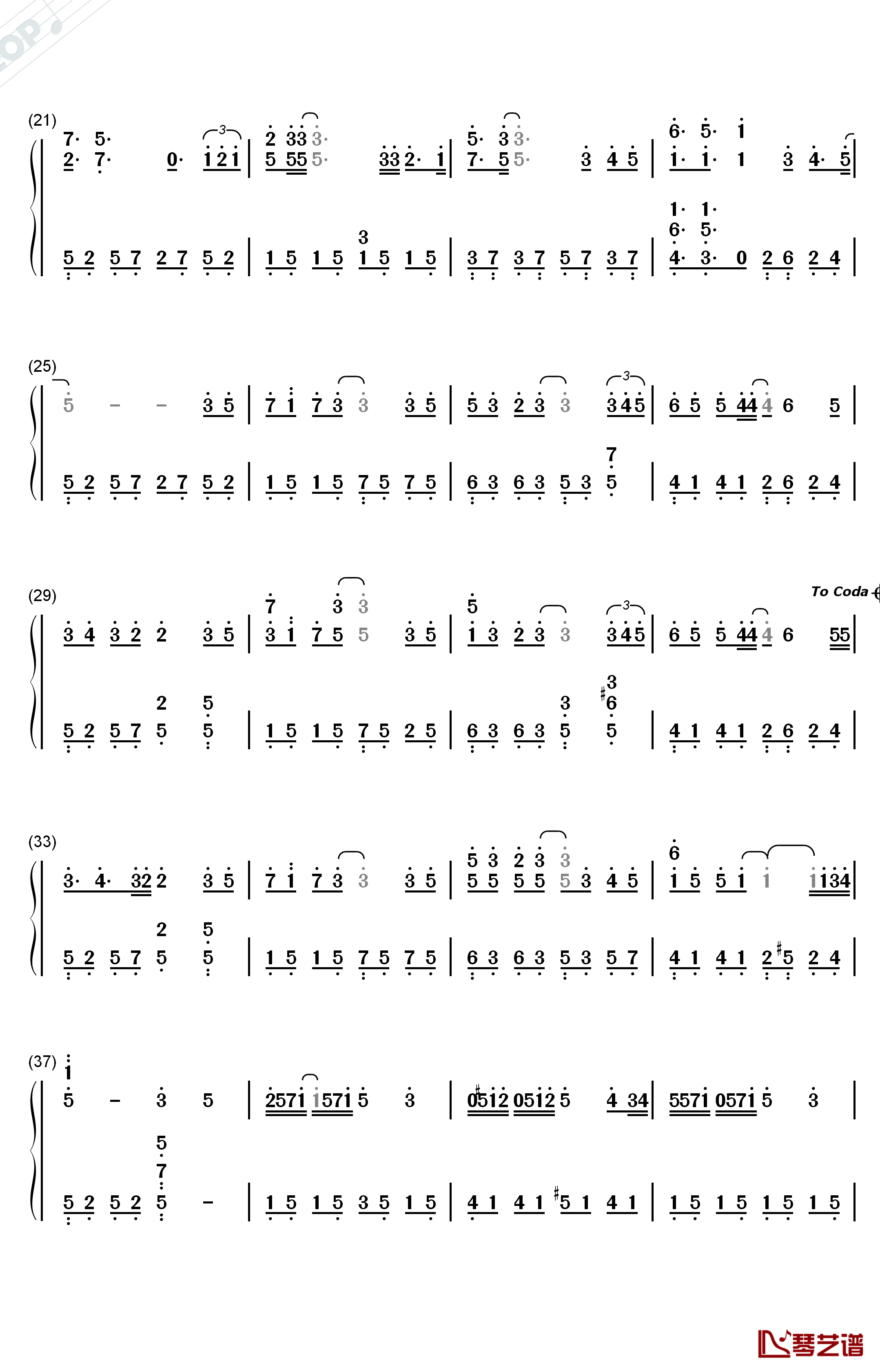 就算没有如果钢琴简谱-数字双手-香香2