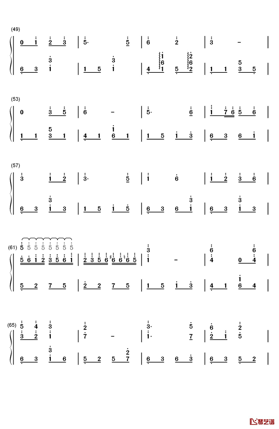 让我们荡起双浆钢琴简谱-数字双手-刘炽4